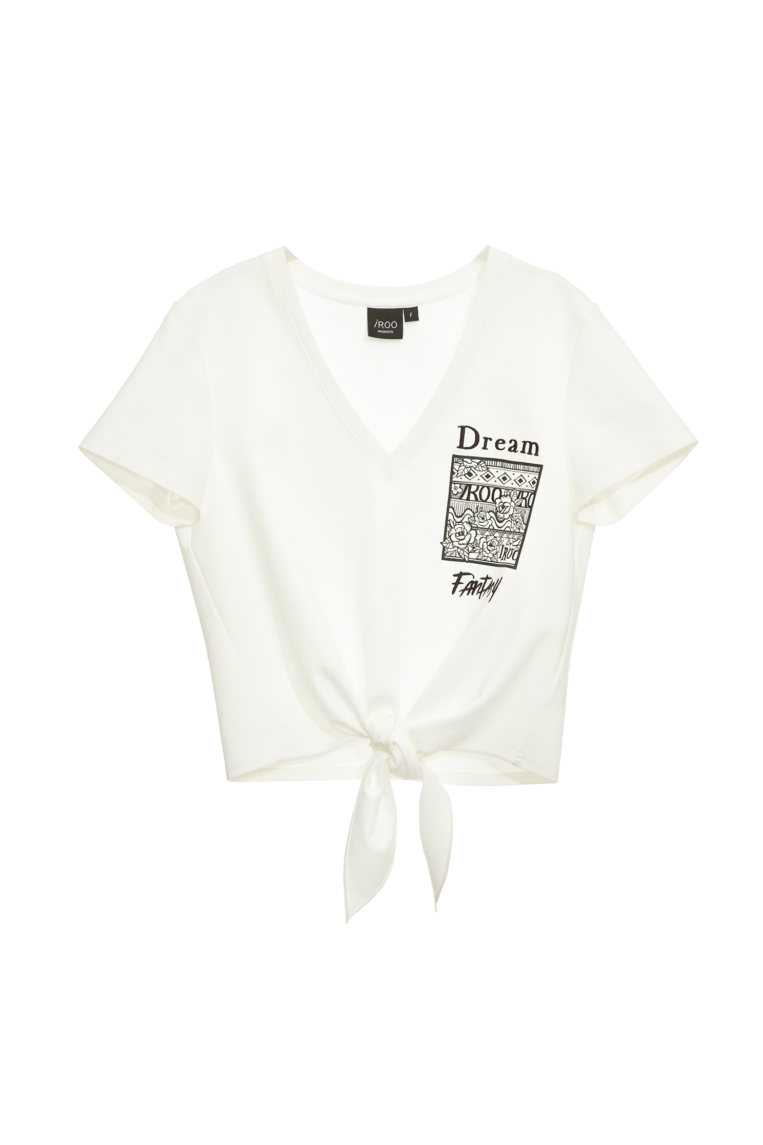 Front Knot Graphic Embroidery Short Sleeve TeeFront Knot Graphic Embroidery Short Sleeve Tee