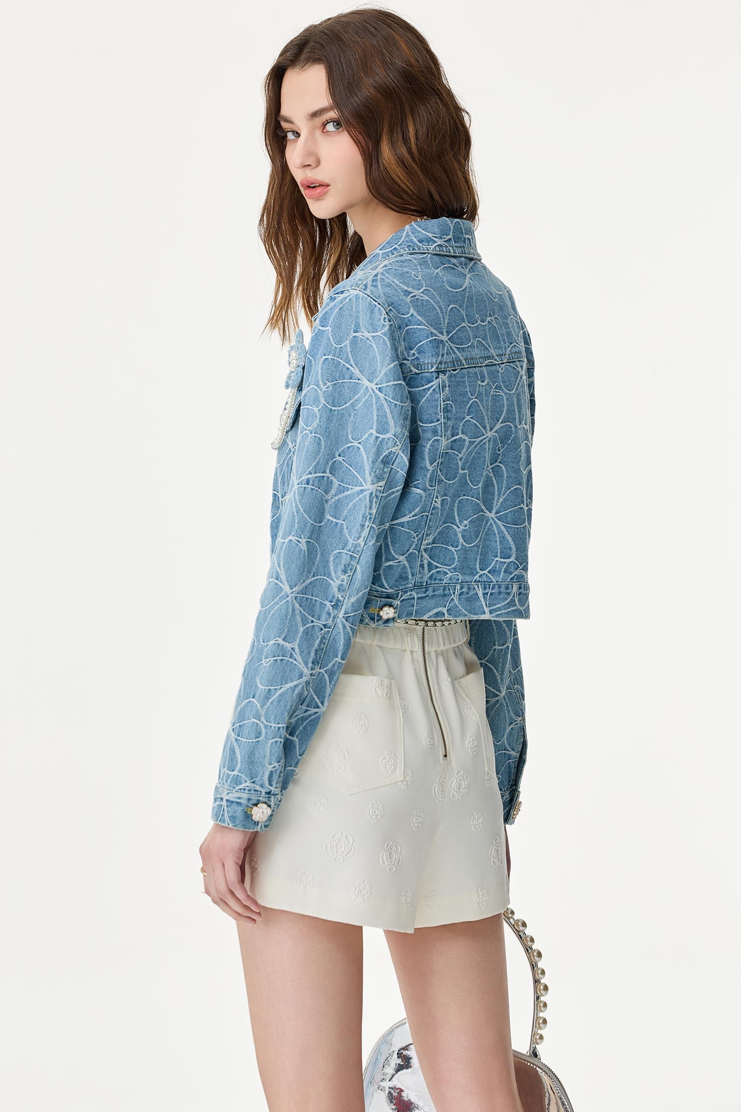 Floral Embroidery Denim JacketFloral Embroidery Denim Jacket,Embroidered,Outerwear,Season (SS) Look,Denim,Denim Jackets,pearl