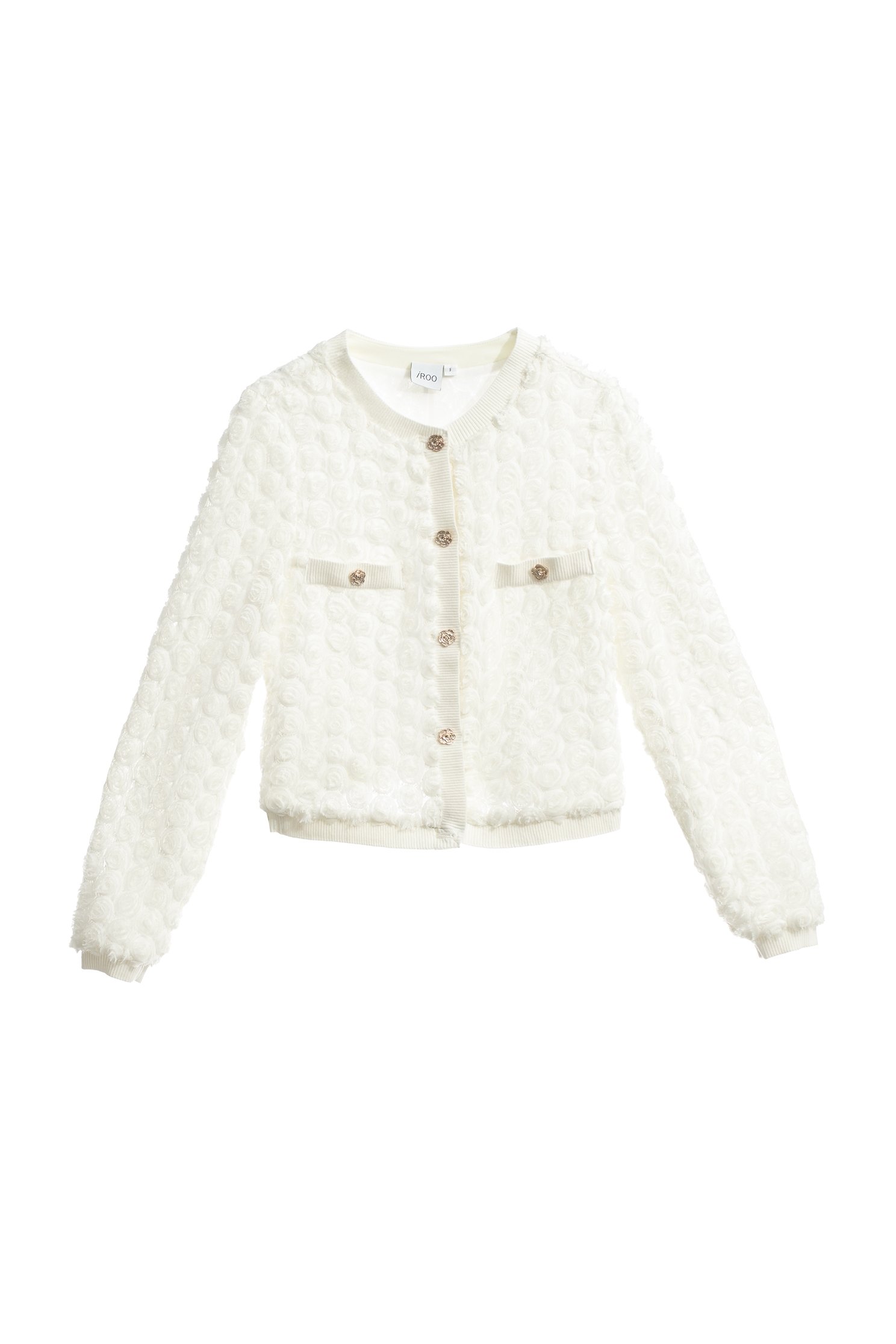 3-D Rose Detail Cardigan3-D Rose Detail Cardigan,Jackets,Outerwear,Season (AW) Look