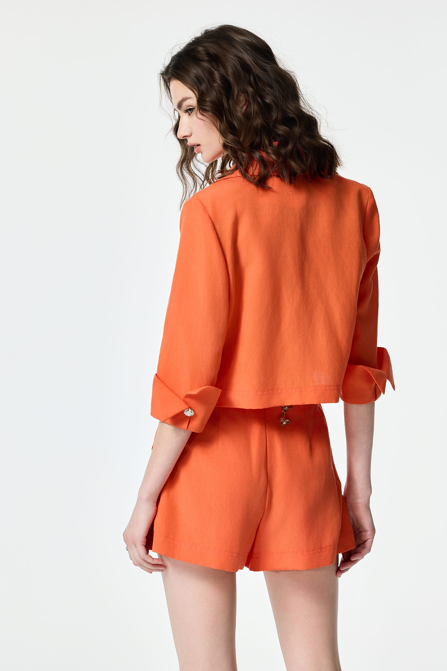 Crop Button Front Linen BlazerCrop Button Front Linen Blazer,Jackets,Outerwear,Season (SS) Look,pearl,Blazers