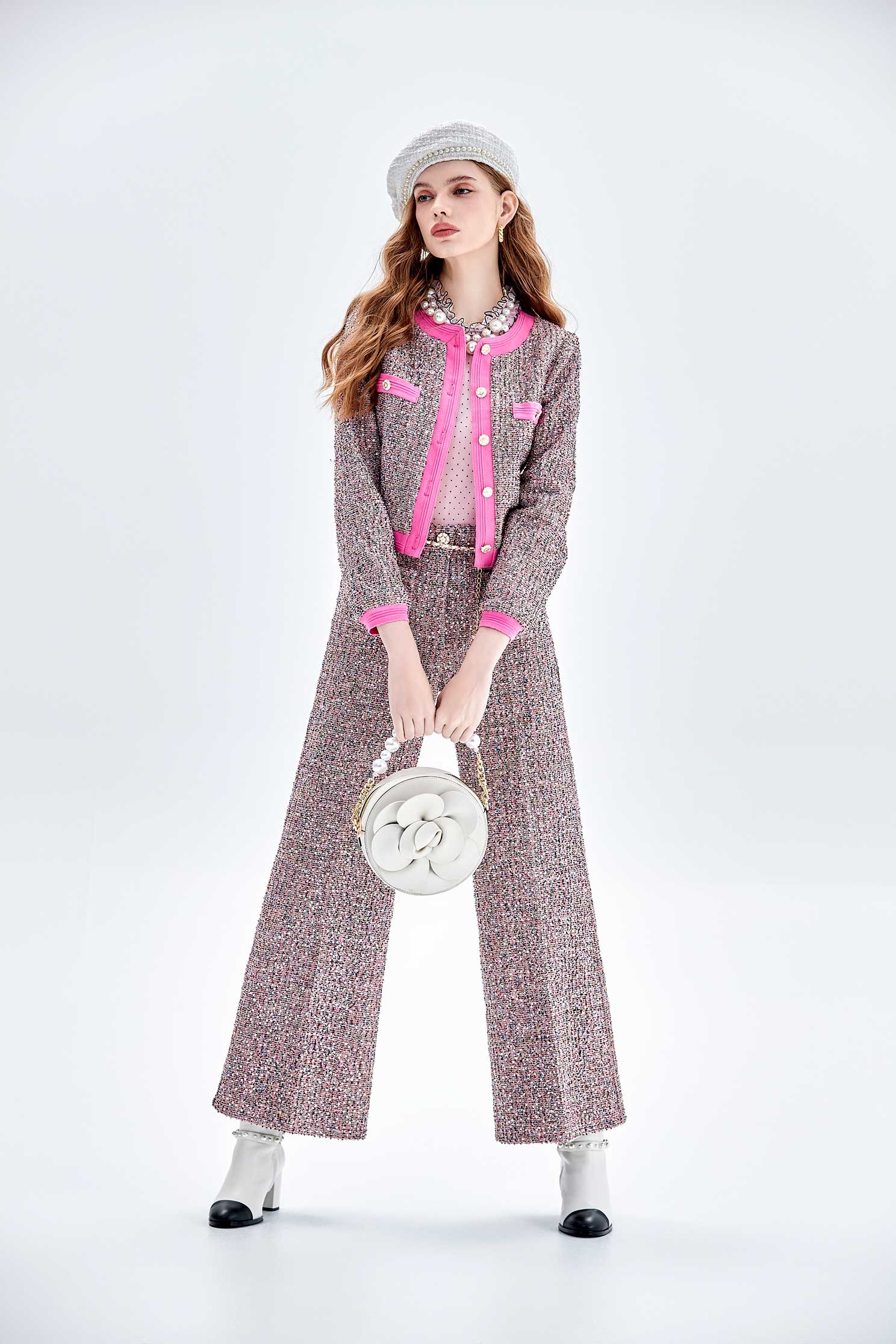 Detachable Lace Collar Tweed JacketDetachable Lace Collar Tweed Jacket,Jackets,Outerwear,pearl,Season (AW) Look,Lace