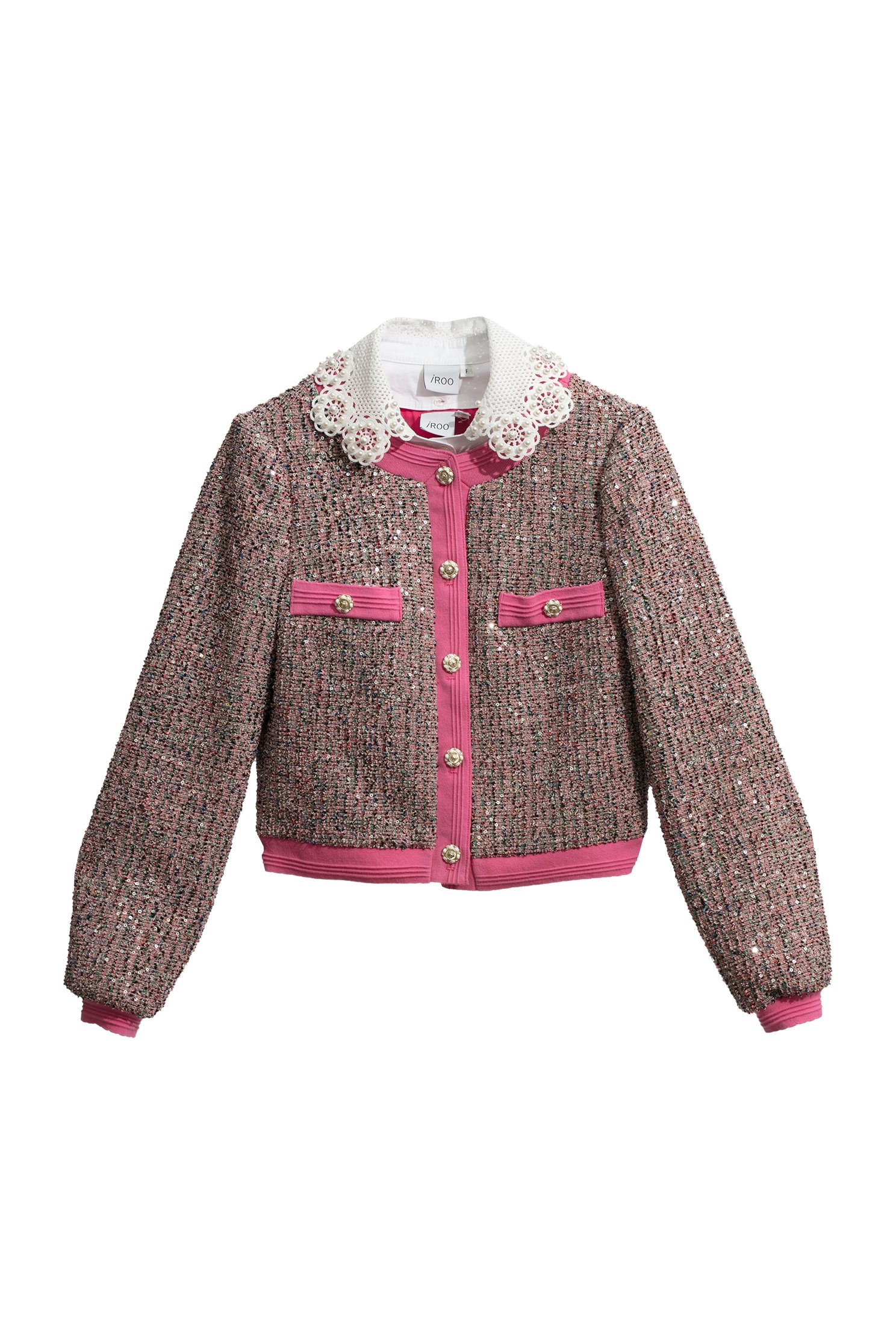 Detachable Lace Collar Tweed JacketDetachable Lace Collar Tweed Jacket,Jackets,Outerwear,pearl,Season (AW) Look,Lace