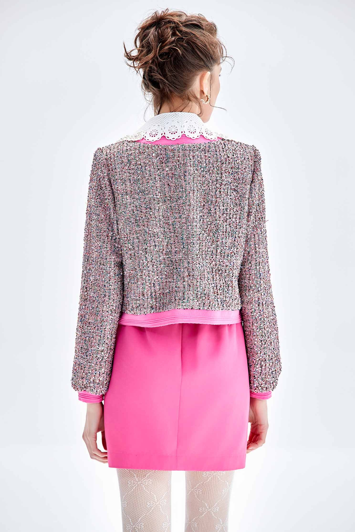 Detachable Lace Collar Tweed JacketDetachable Lace Collar Tweed Jacket,Jackets,Outerwear,pearl,Season (AW) Look,Lace