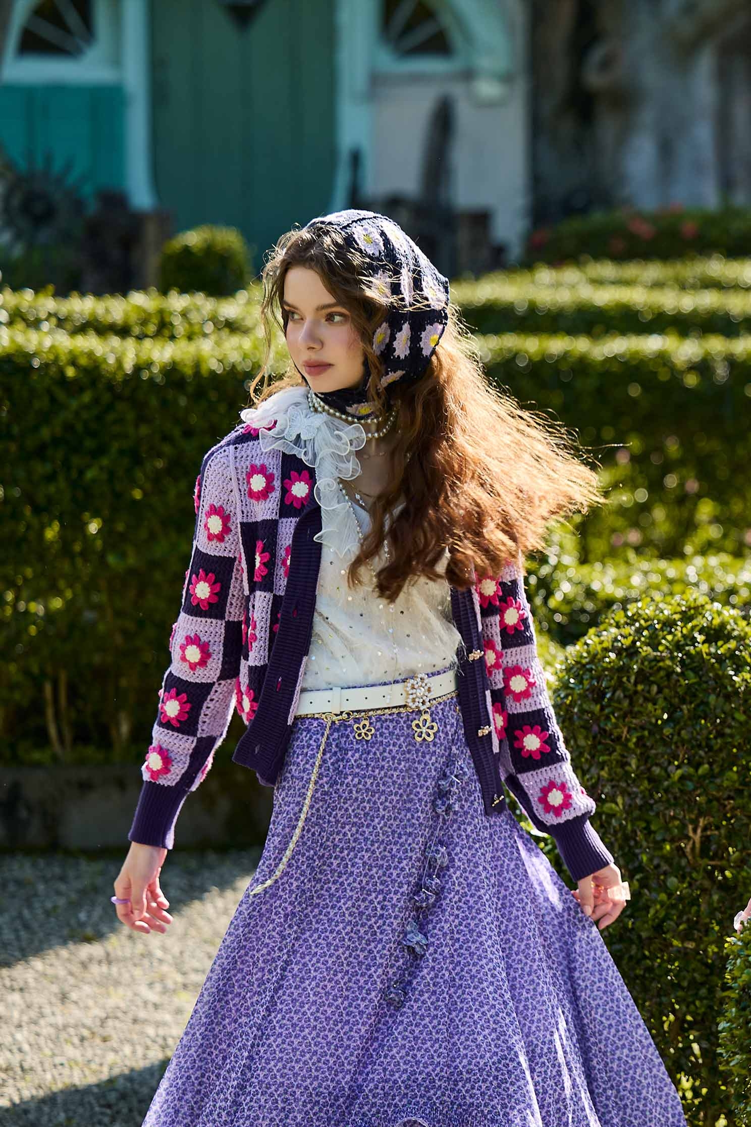 Floral Crochet Knit Patchwork CardiganFloral Crochet Knit Patchwork Cardigan,Outerwear,Season (AW) Look,Valentine,Cotton,blossoms,Knitted,Knitted coats