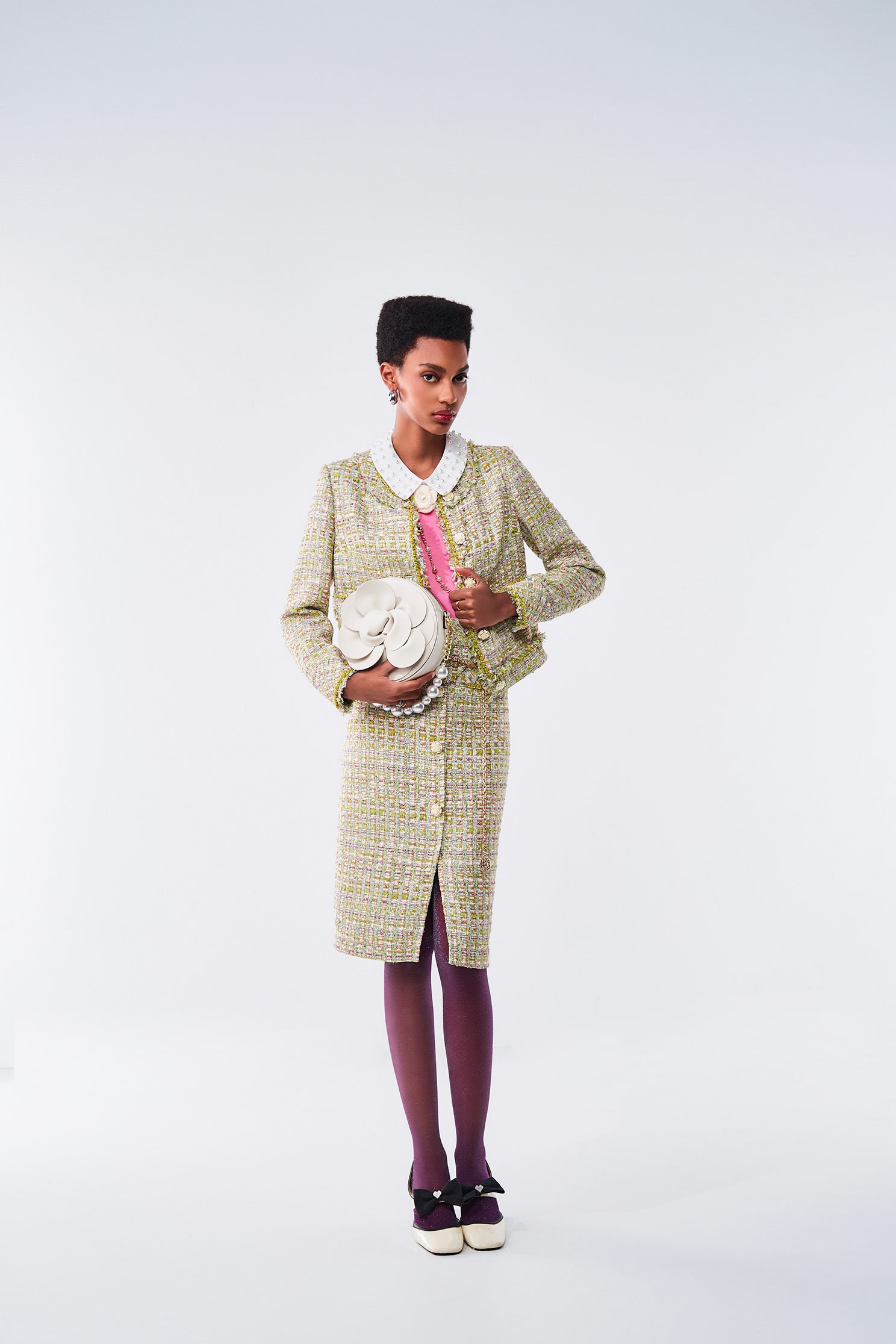 Button Front Tweed JacketButton Front Tweed Jacket,Jackets,Outerwear,pearl,Season (AW) Look