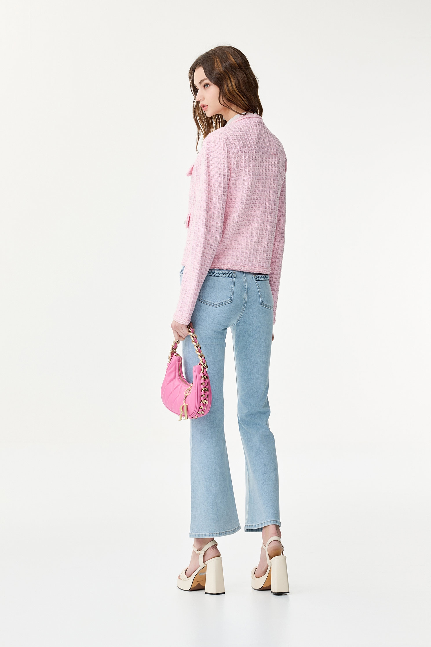 Pink Knit Crop CardiganPink Knit Crop Cardigan,Outerwear,Season (SS) Look,Knitted,Knitted coats