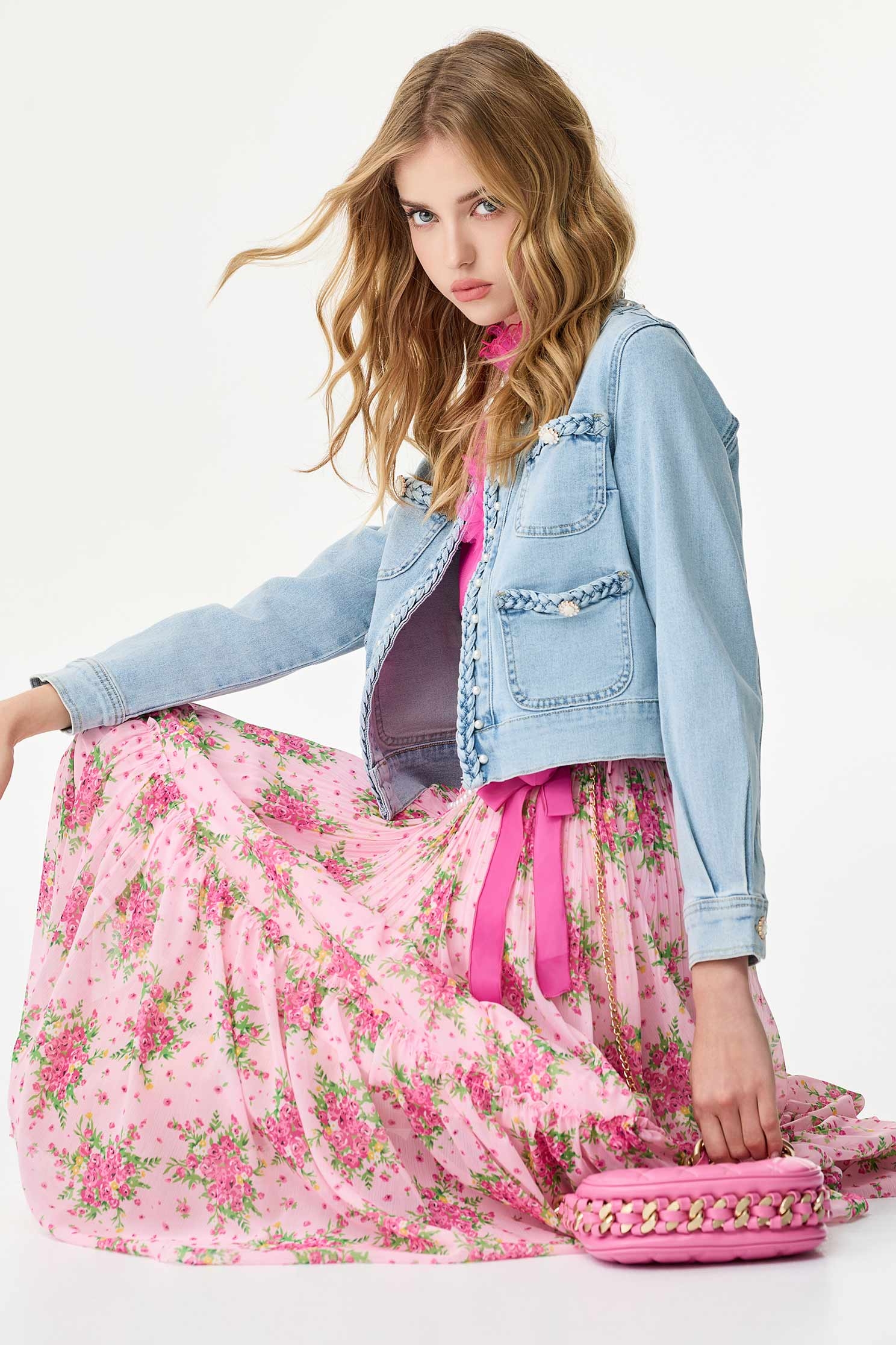 Braided Trim Denim JacketBraided Trim Denim Jacket,Outerwear,Season (SS) Look,Denim,Denim Jackets,pearl