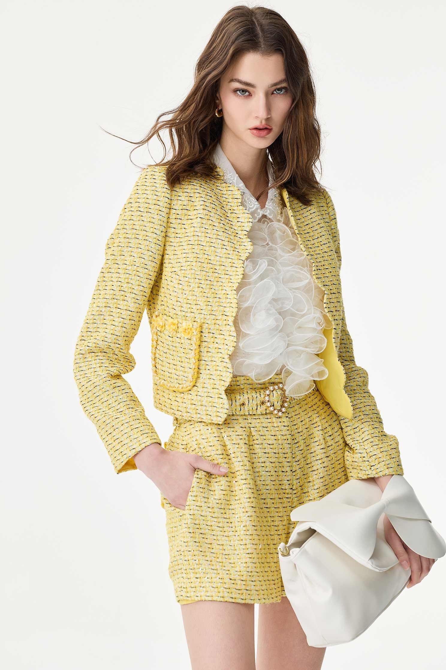 Contrast Stripe Tweed JacketContrast Stripe Tweed Jacket,Jackets,Outerwear,Season (SS) Look