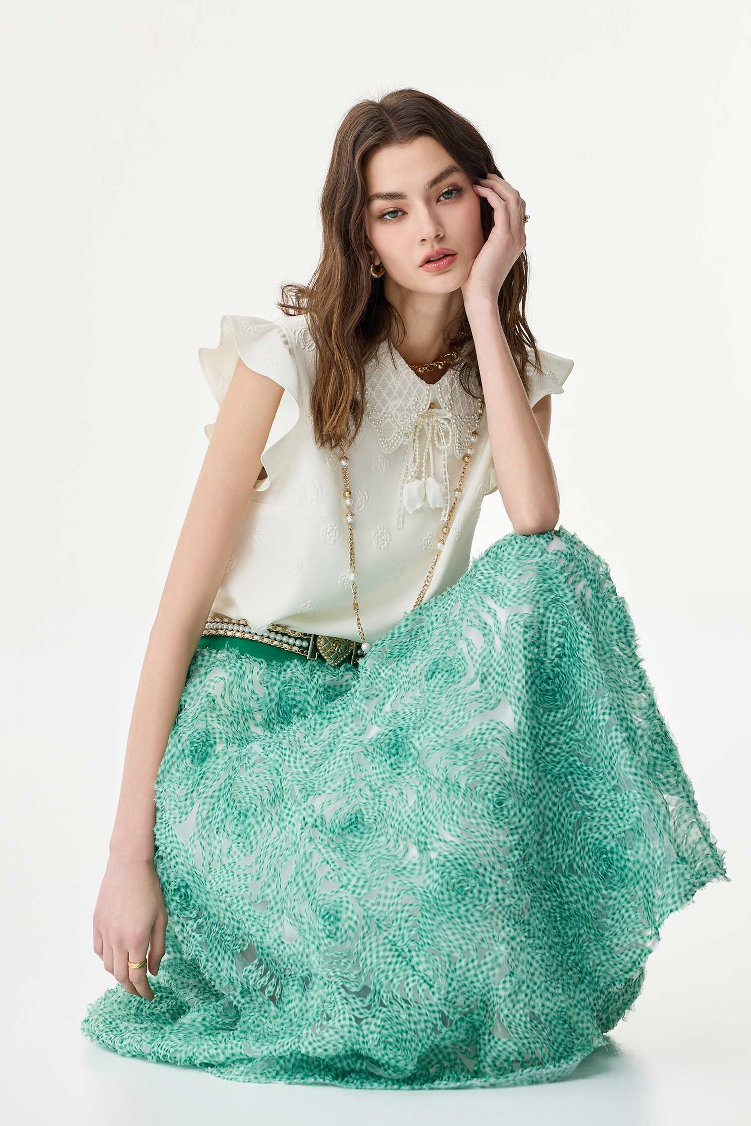 Checkerd Mesh Floral Maxi SkirtCheckerd Mesh Floral Maxi Skirt,Season (SS) Look,Plaid,Mesh fabric,Tutu skirts,Midi skirts,Chiffon