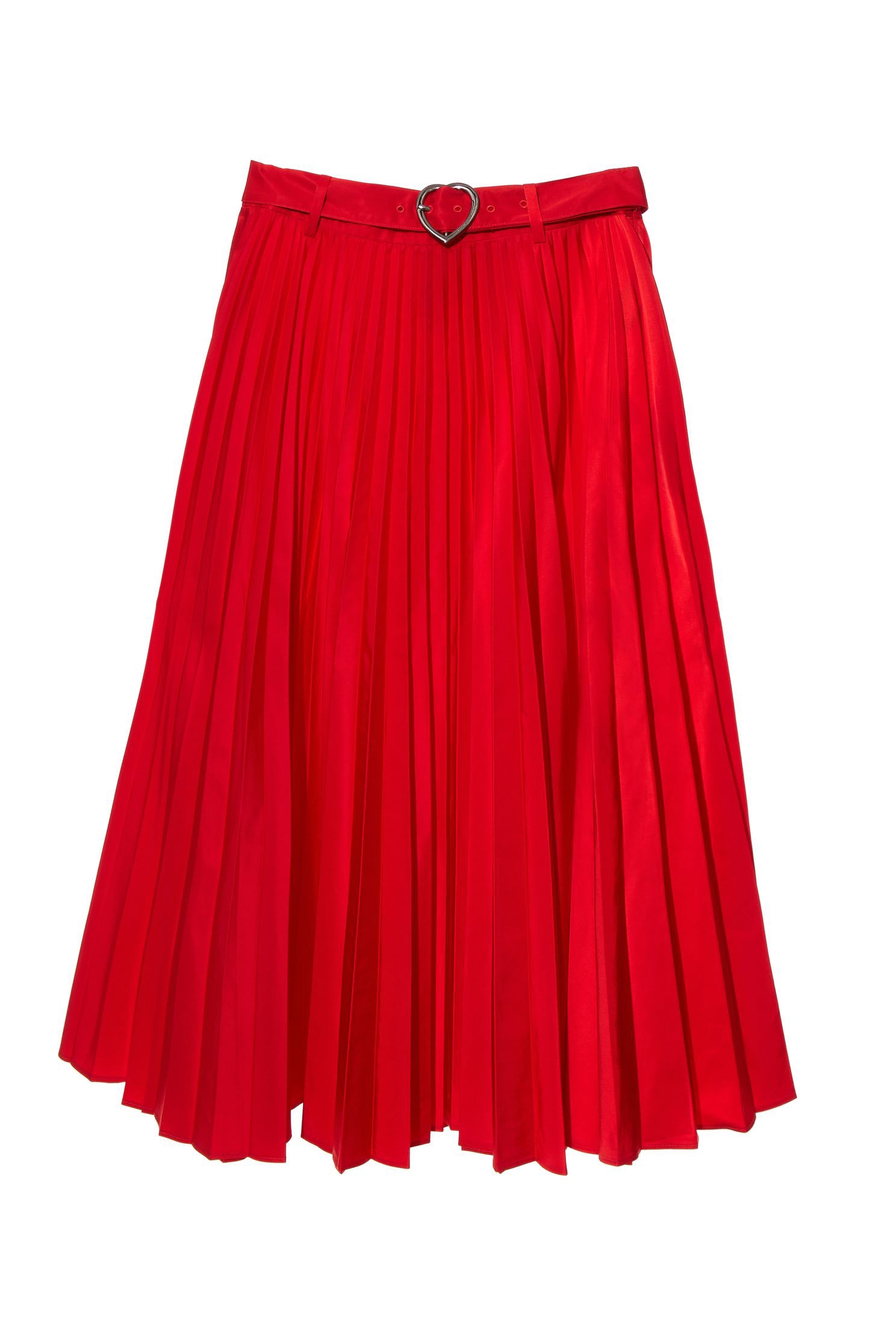 Mid Waist Pleated SkirtMid-waist folds and knee skirt,goodlucknewyear,Season (SS) Look,Pleated skirts,Season (AW) Look,Belts,Midi skirts,Lucky Red,Trench coats