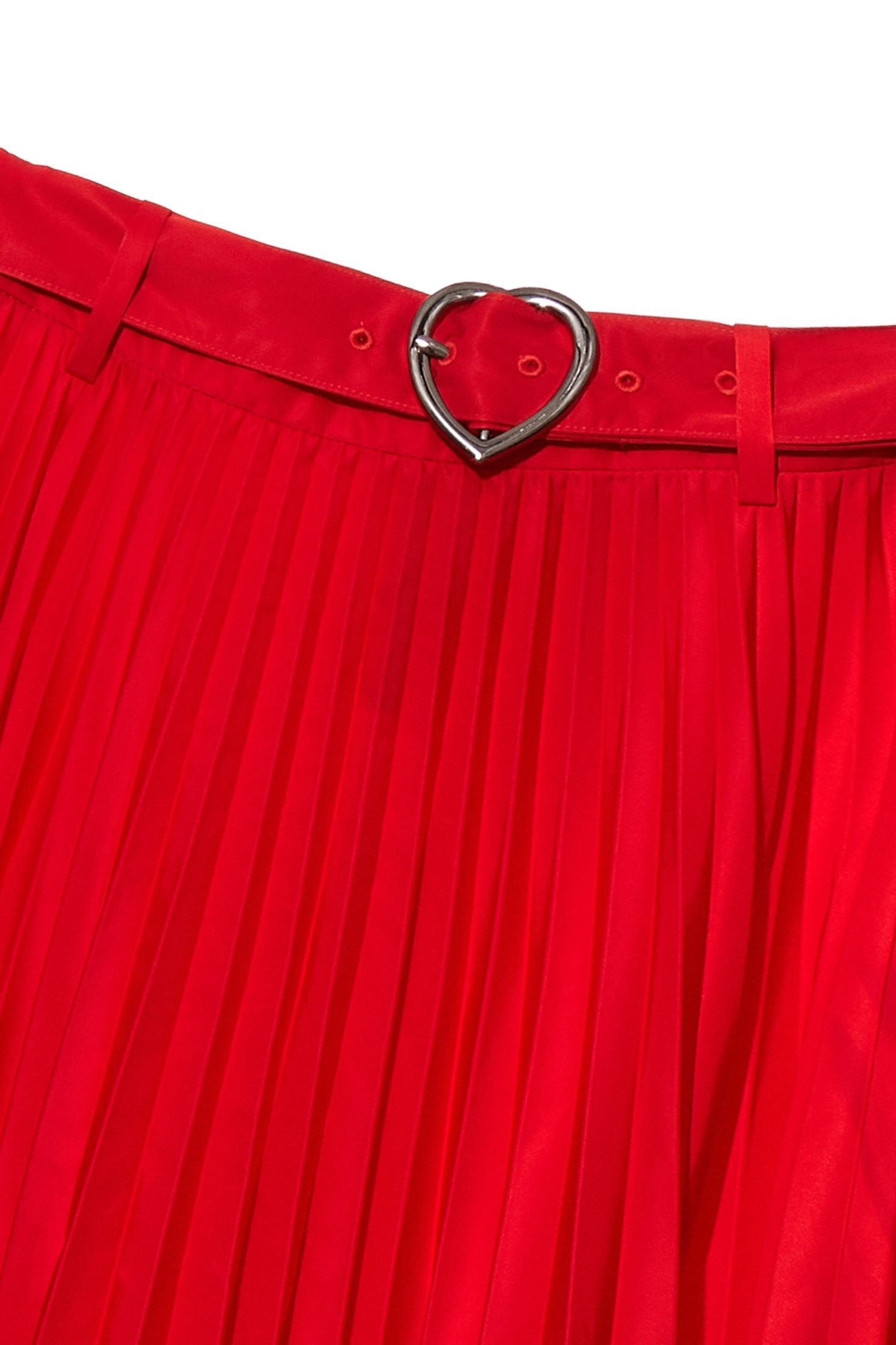 Mid Waist Pleated SkirtMid-waist folds and knee skirt,goodlucknewyear,Season (SS) Look,Pleated skirts,Season (AW) Look,Belts,Midi skirts,Lucky Red,Trench coats