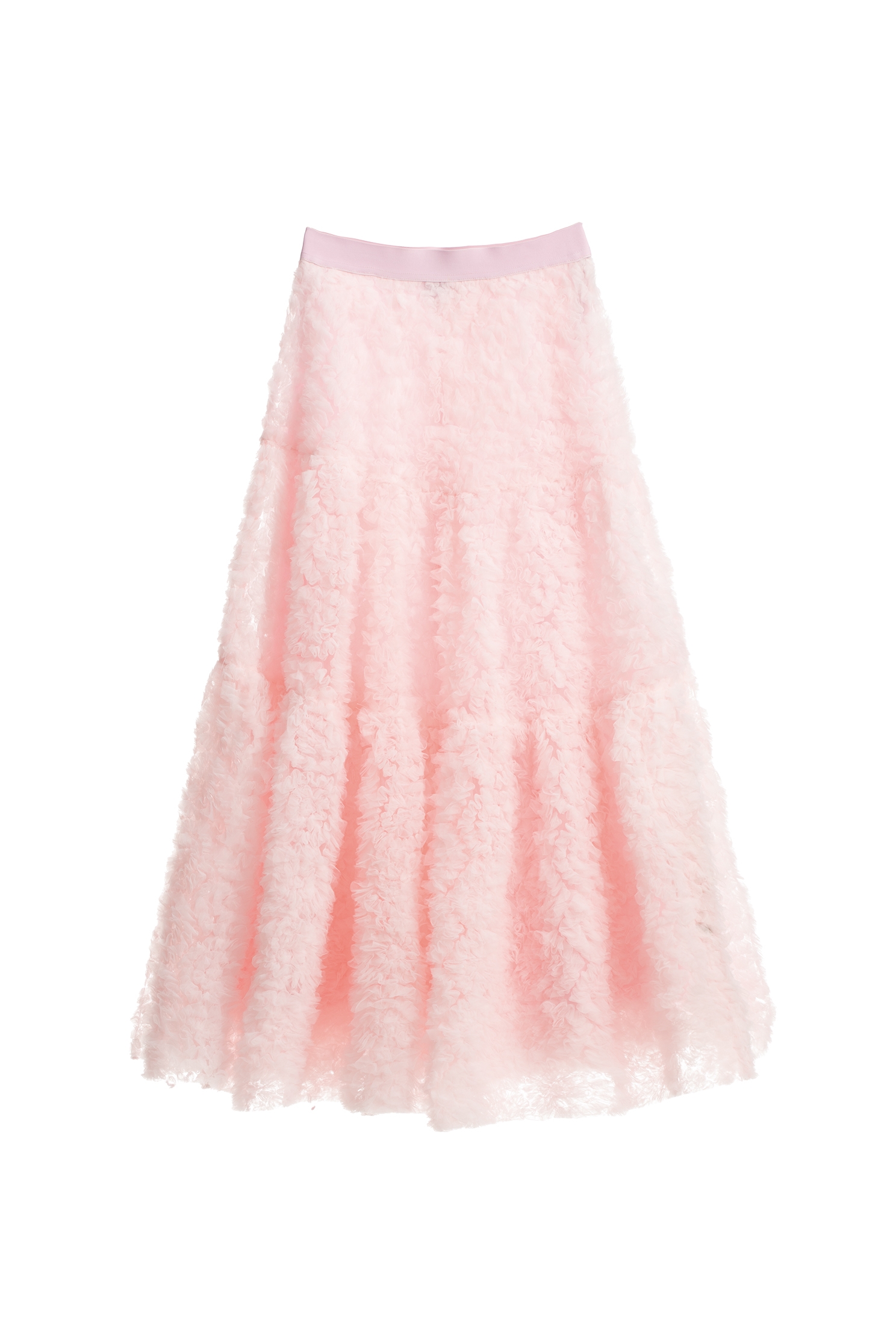 3-D Mesh Rose Detail Pink Skirt3-D Mesh Rose Detail Pink Skirt,Season (AW) Look,Mesh fabric,Midi skirts