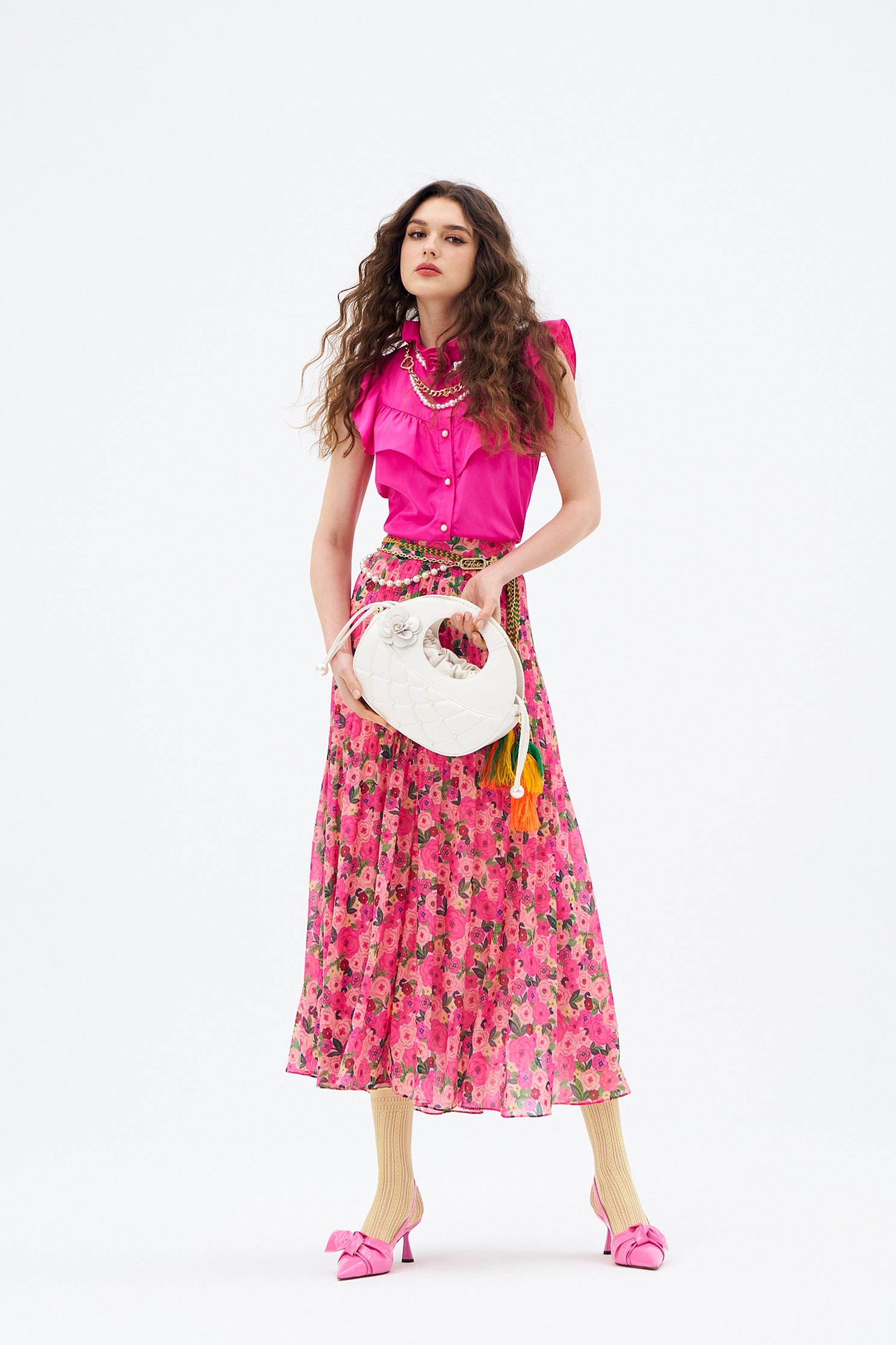 Floral Print Maxi SkirtFloral Print Maxi Skirt,Season (AW) Look,Belts,Midi skirts,Chiffon