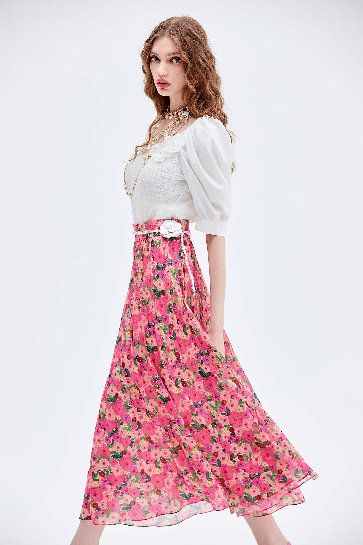 Floral Print Maxi SkirtFloral Print Maxi Skirt,Season (AW) Look,Belts,Midi skirts,Chiffon