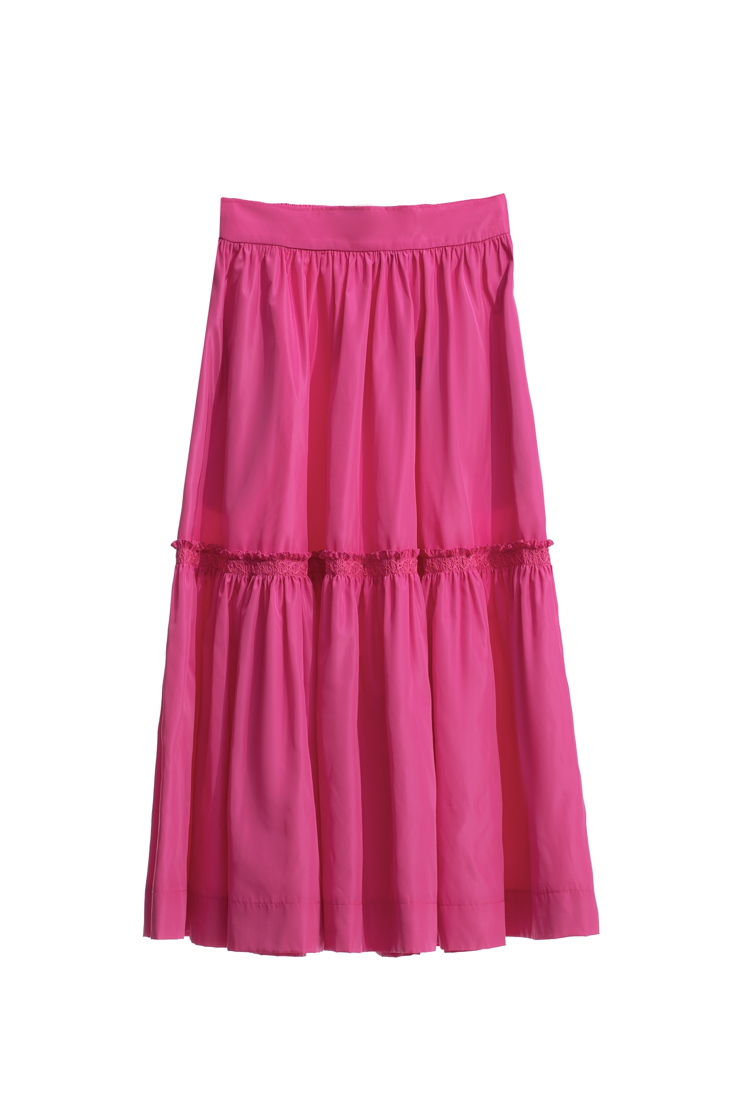 Fushia Pink Tiered SkirtFushia Pink Tiered Skirt,Embroidered,Season (AW) Look,Midi skirts