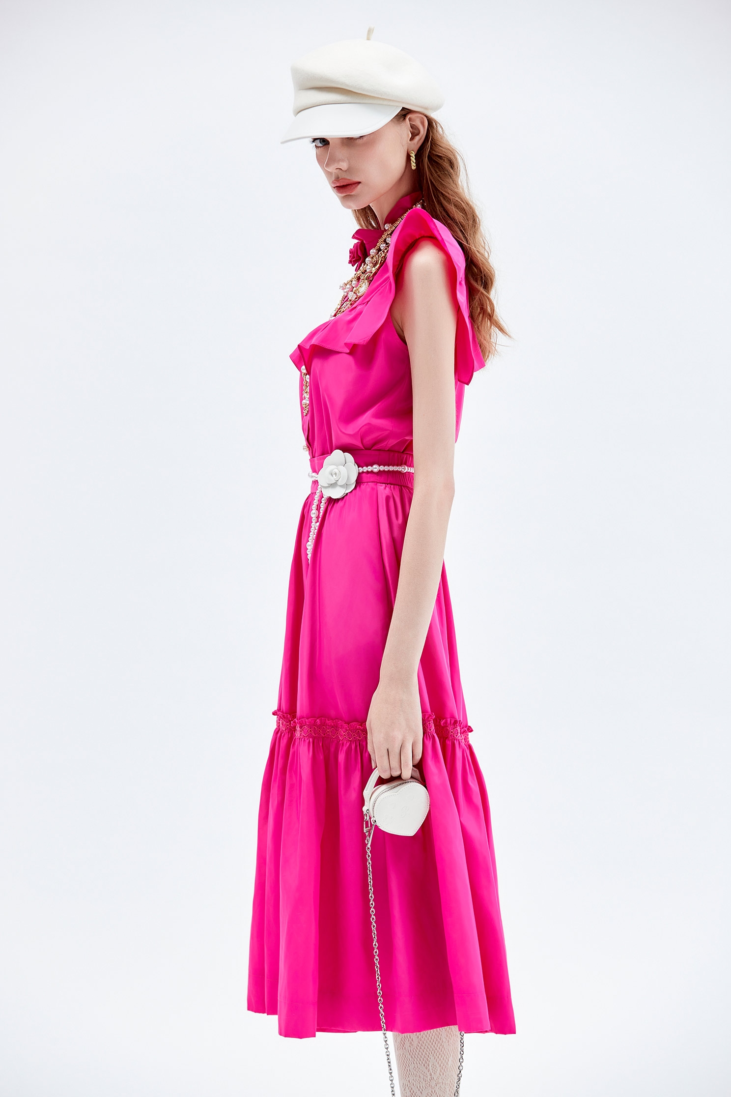 Fushia Pink Tiered SkirtFushia Pink Tiered Skirt,Embroidered,Season (AW) Look,Midi skirts