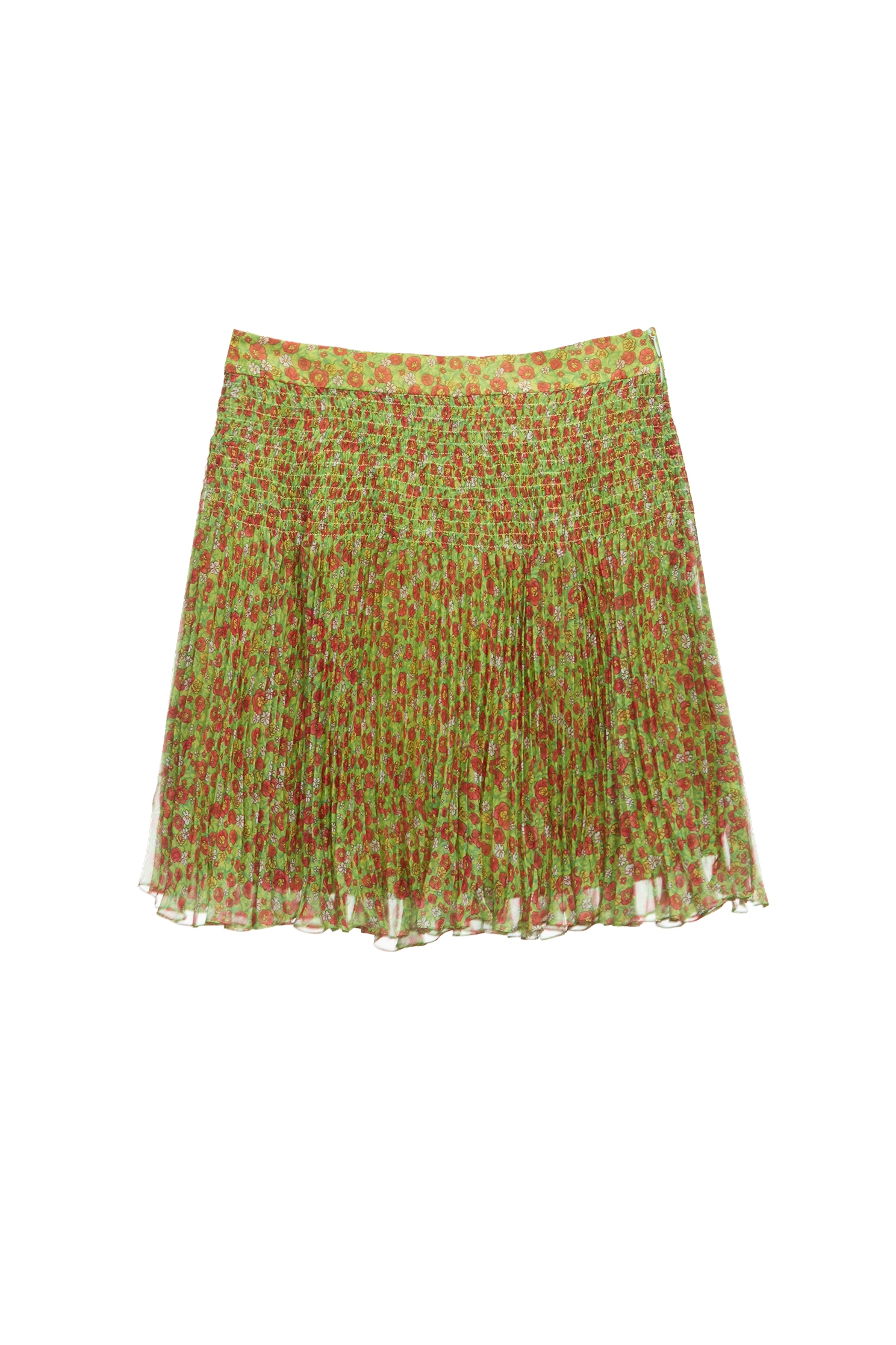 Pleated Detail Floral Print Chiffon Mini SkirtPleated Detail Floral Print Chiffon Mini Skirt,Season (SS) Look,Chiffon,Chiffon skirts