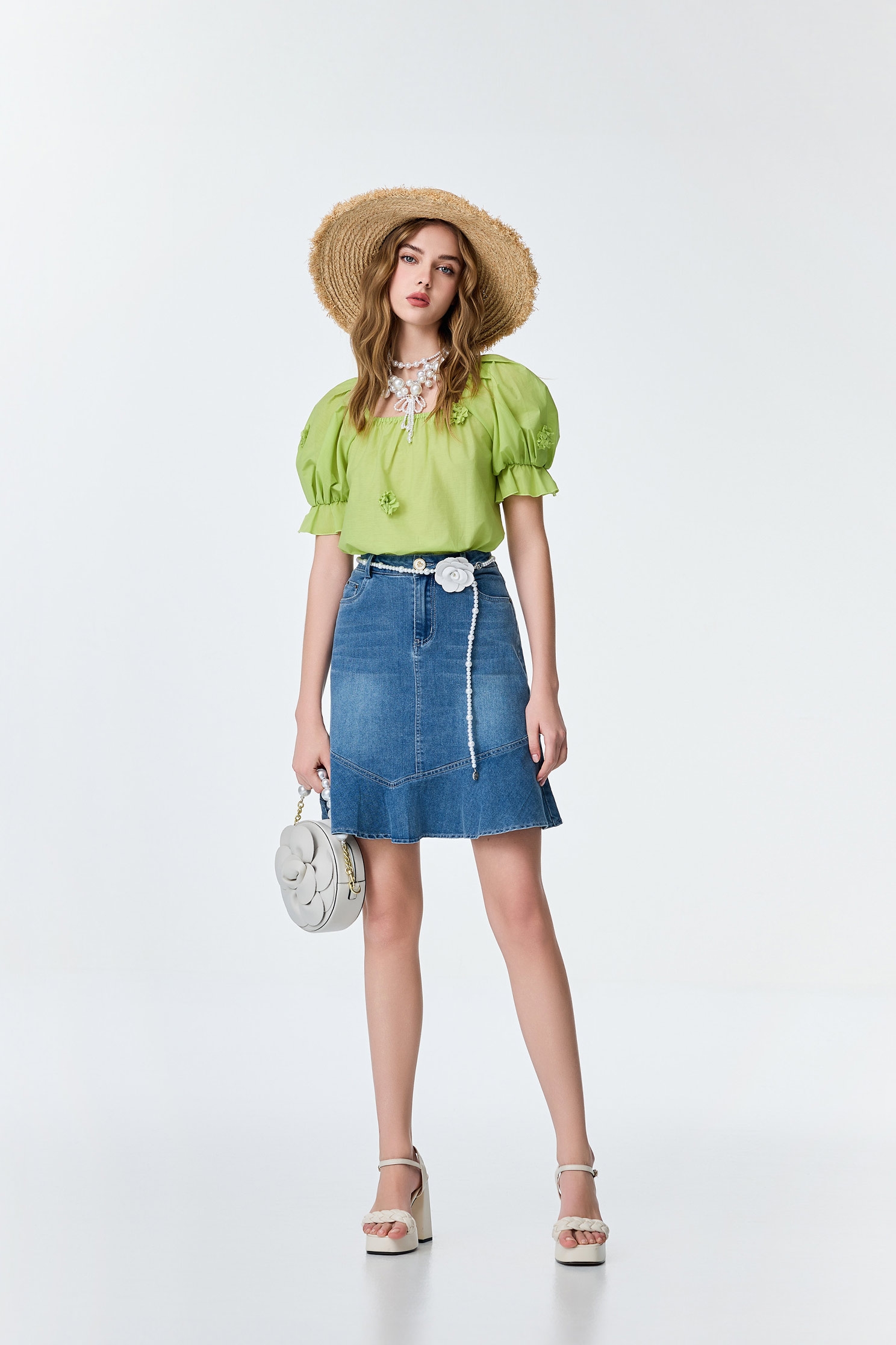 Fishtail Denim SkirtFishtail Denim Skirt,Season (SS) Look,Denim,Denim skirts,pearl