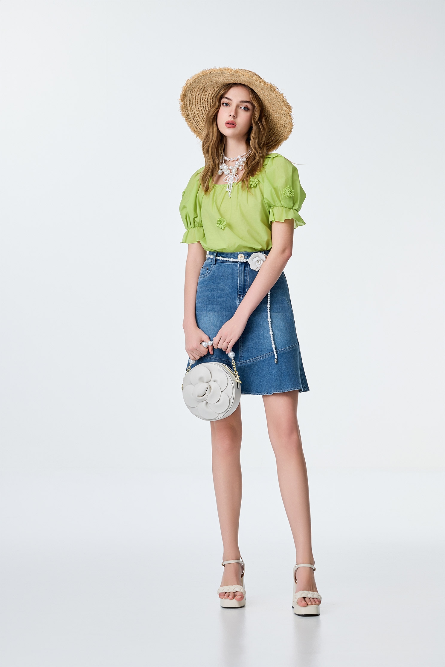 Fishtail Denim SkirtFishtail Denim Skirt,Season (SS) Look,Denim,Denim skirts,pearl
