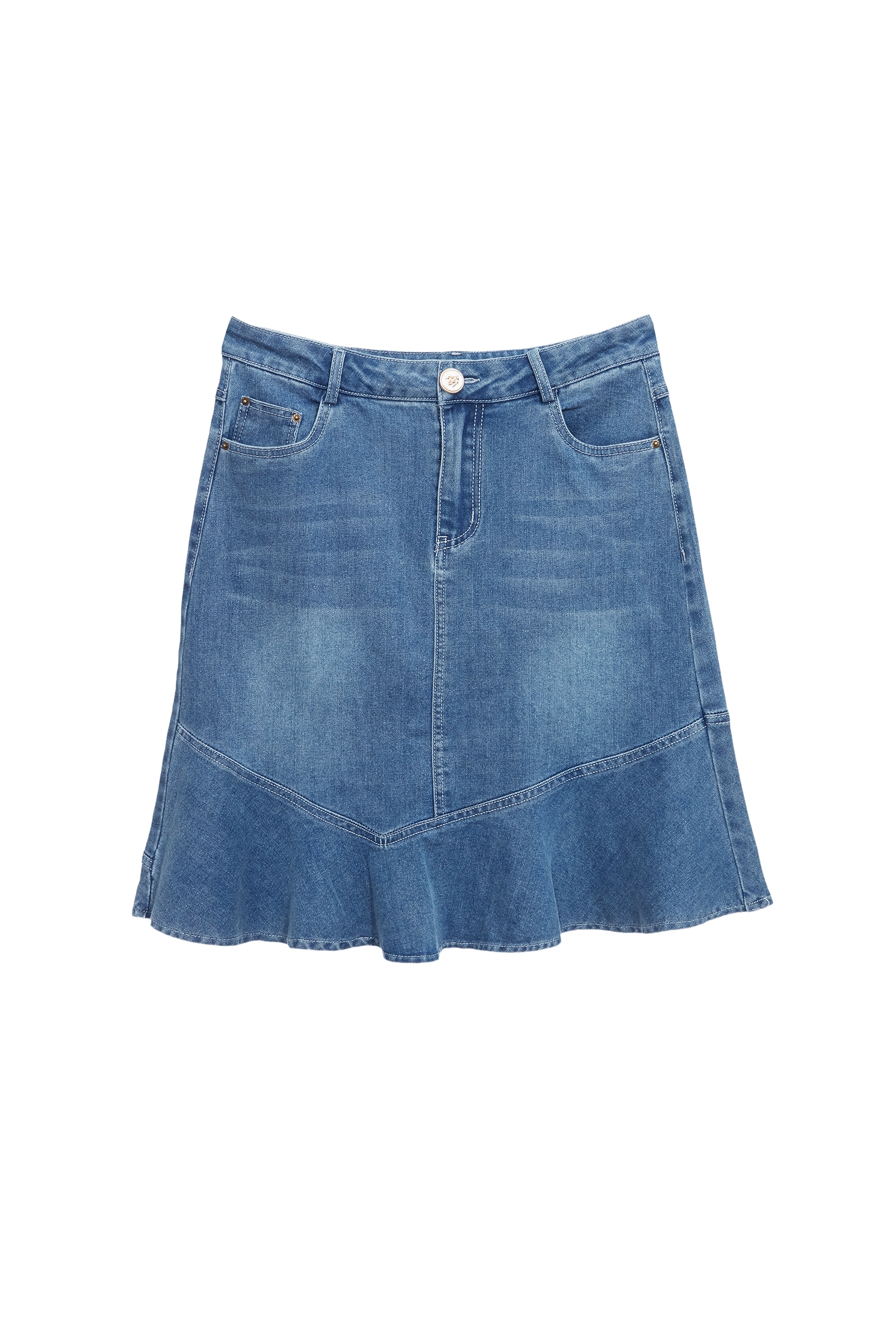 Fishtail Denim SkirtFishtail Denim Skirt,Season (SS) Look,Denim,Denim skirts,pearl