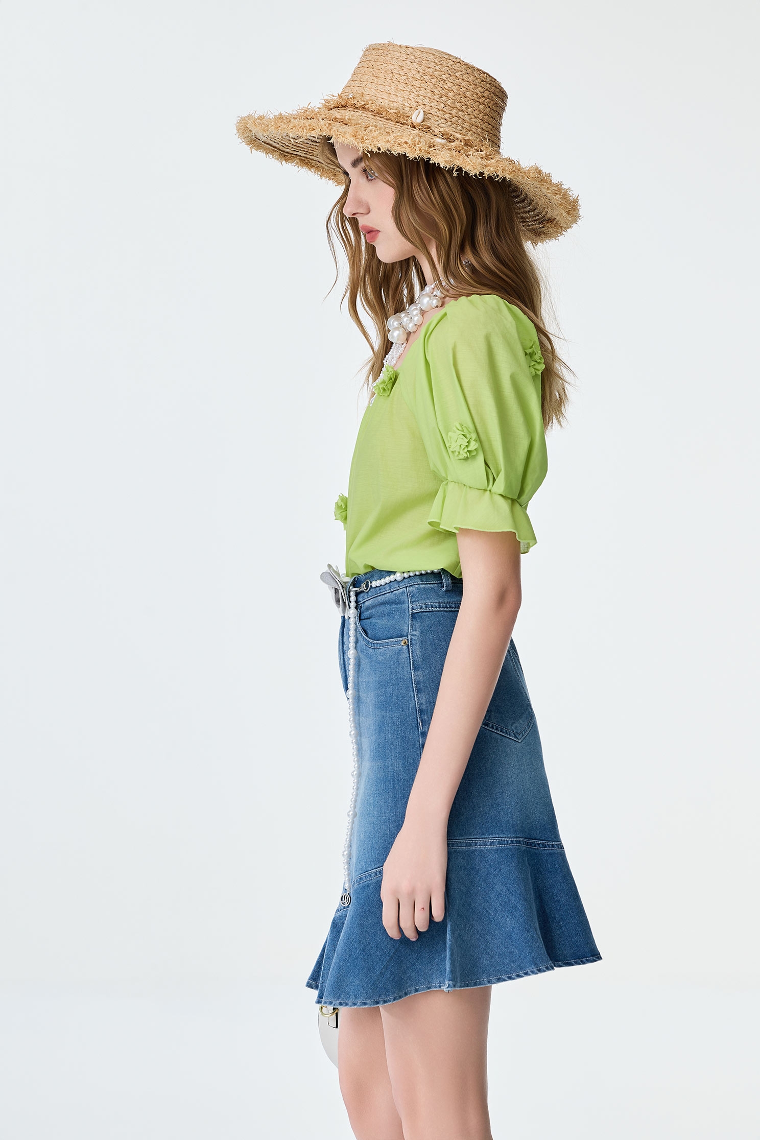 Fishtail Denim SkirtFishtail Denim Skirt,Season (SS) Look,Denim,Denim skirts,pearl