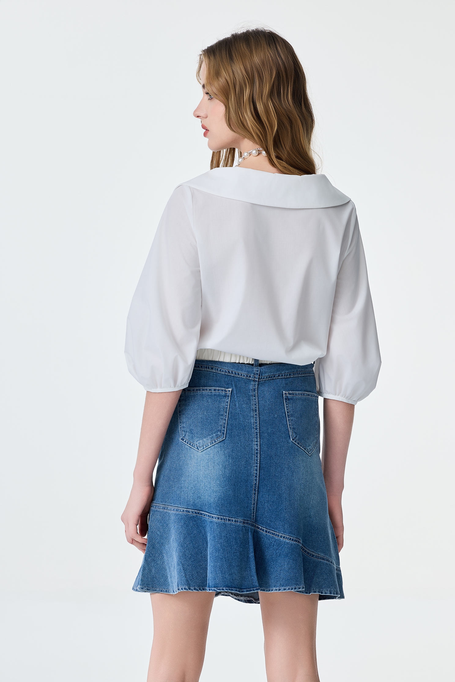 Fishtail Denim SkirtFishtail Denim Skirt,Season (SS) Look,Denim,Denim skirts,pearl