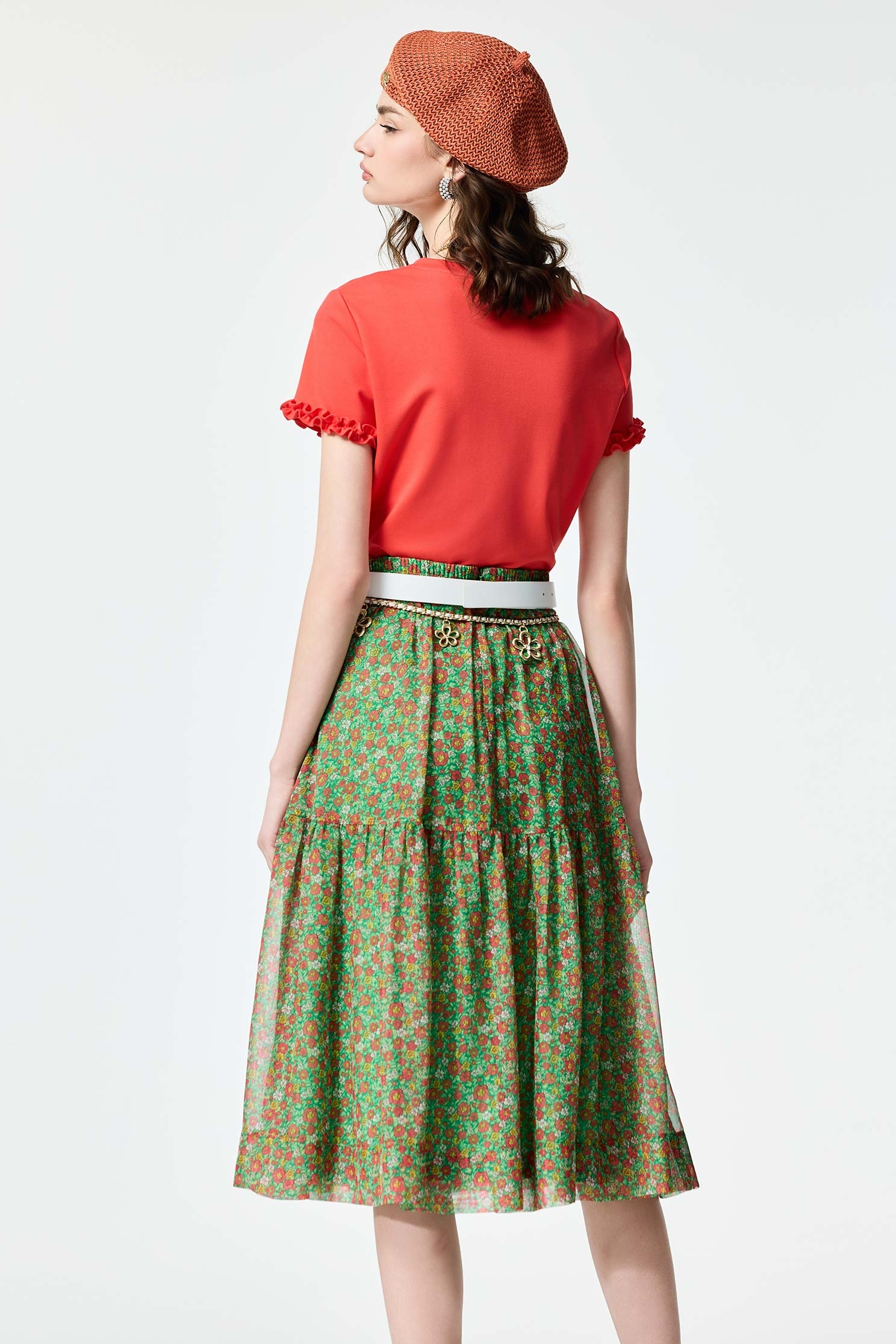 Floral Print Chiffon Midi SkirtFloral Print Chiffon Midi Skirt,Season (SS) Look,Chiffon,Chiffon skirts