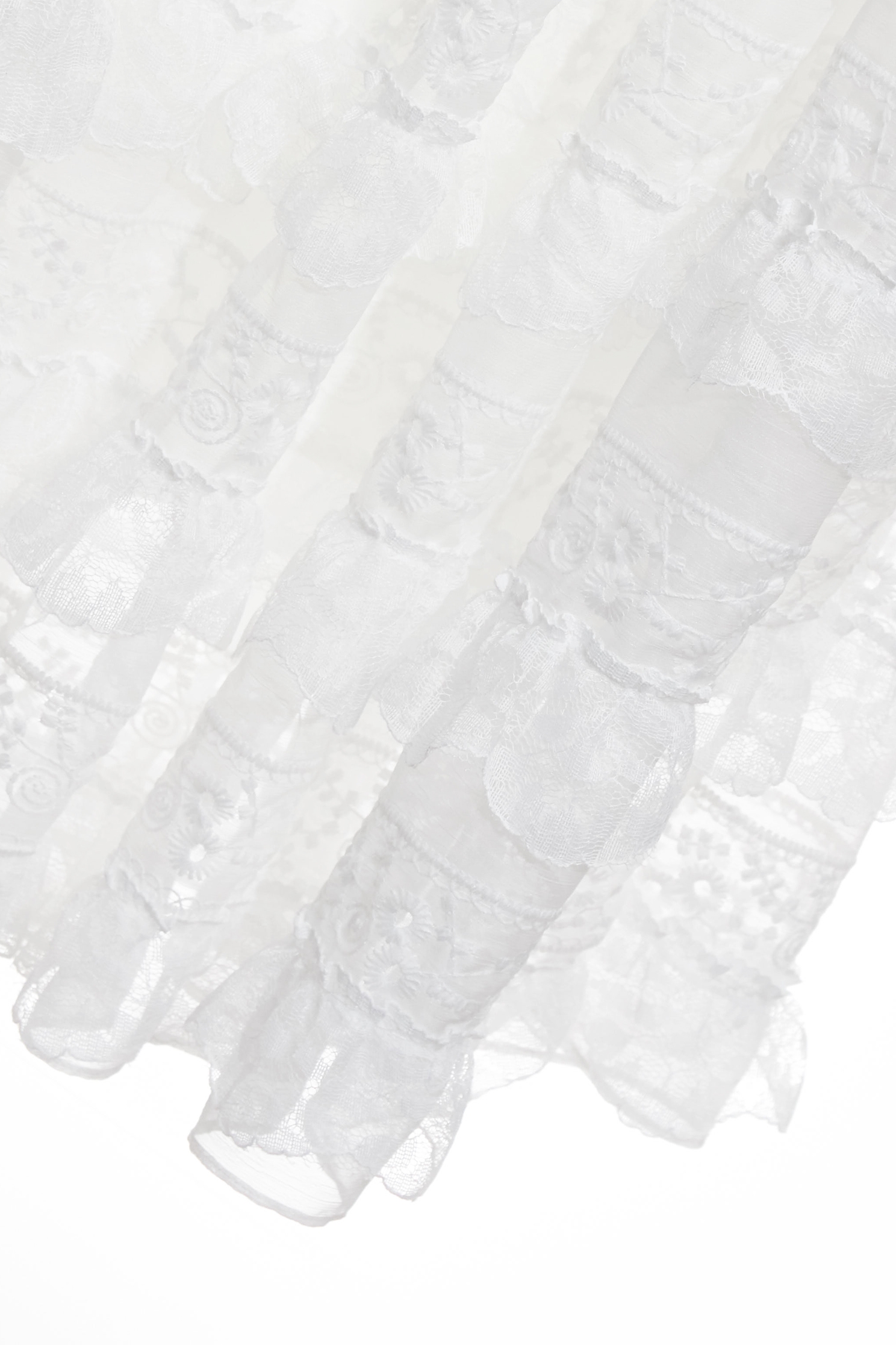 Lace Trim Detail Tiered SkirtLace Trim Detail Tiered Skirt,Season (SS) Look,White skirts,Layered skirts,Lace,Chiffon