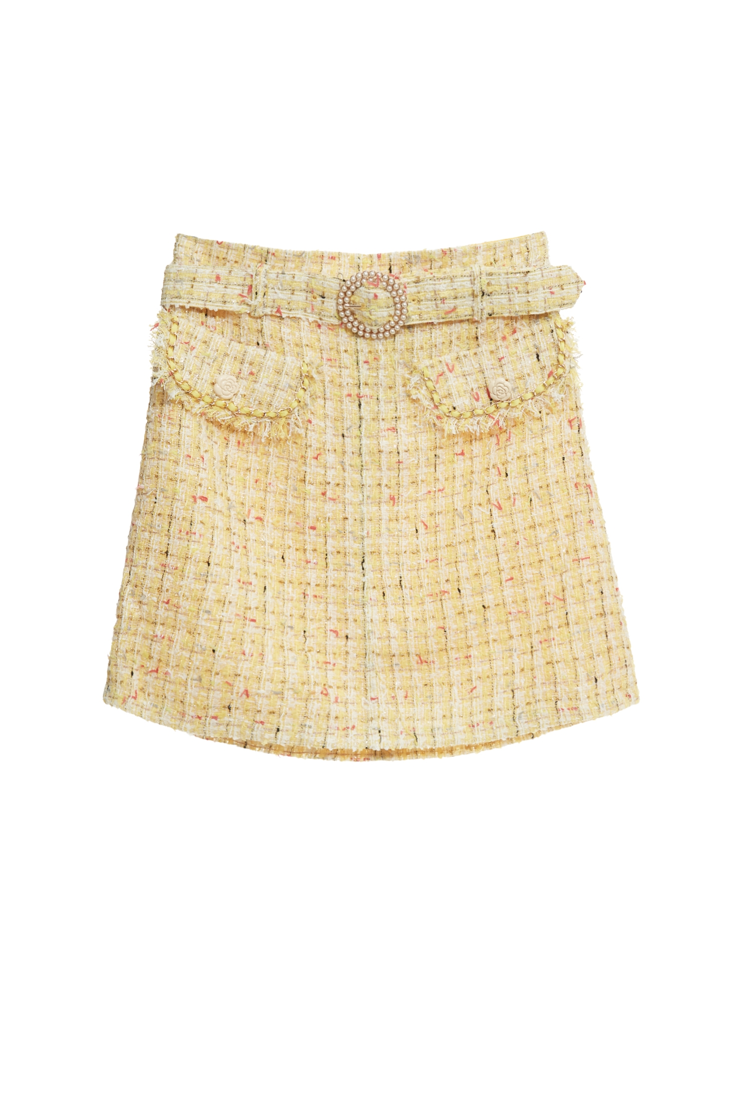 Yellow Tweed SkirtYellow Tweed Skirt,pearl,Mini skirts,Season (AW) Look,Belts