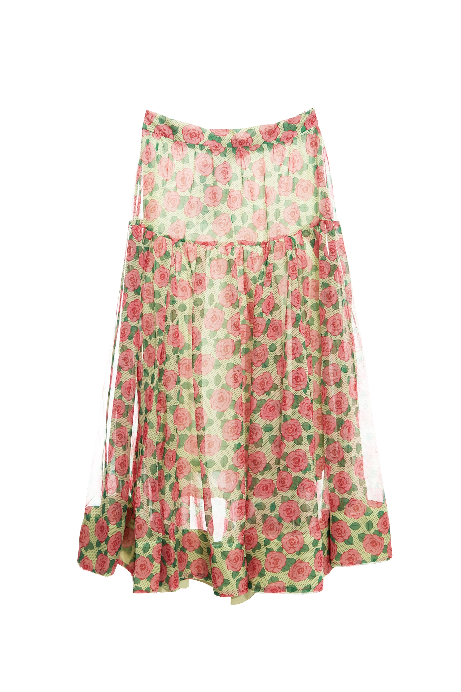 Rose Print Chiffon SkirtRose Print Chiffon Skirt,Season (AW) Look,Midi skirts,Chiffon