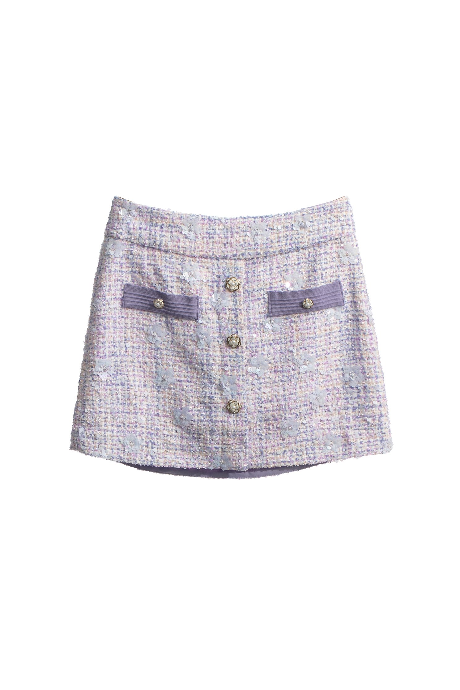 Purple Sequin Tweed SkirtPurple Sequin Tweed Skirt,Mini skirts,Season (AW) Look