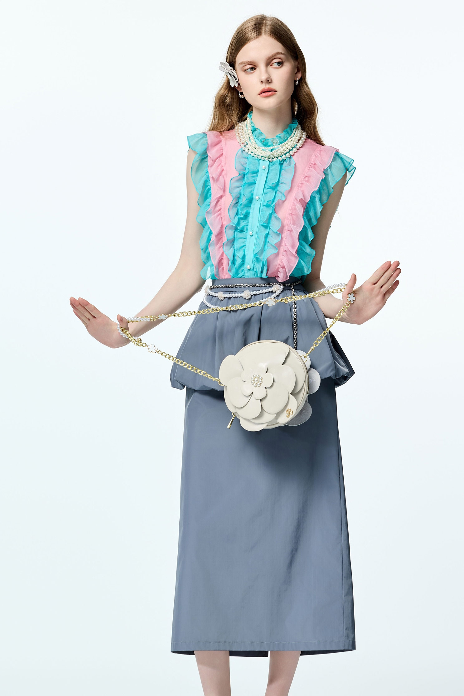 Fake Two Piece Taffeta SkirtFake Two Piece Taffeta Skirt,Season (AW) Look,Midi skirts