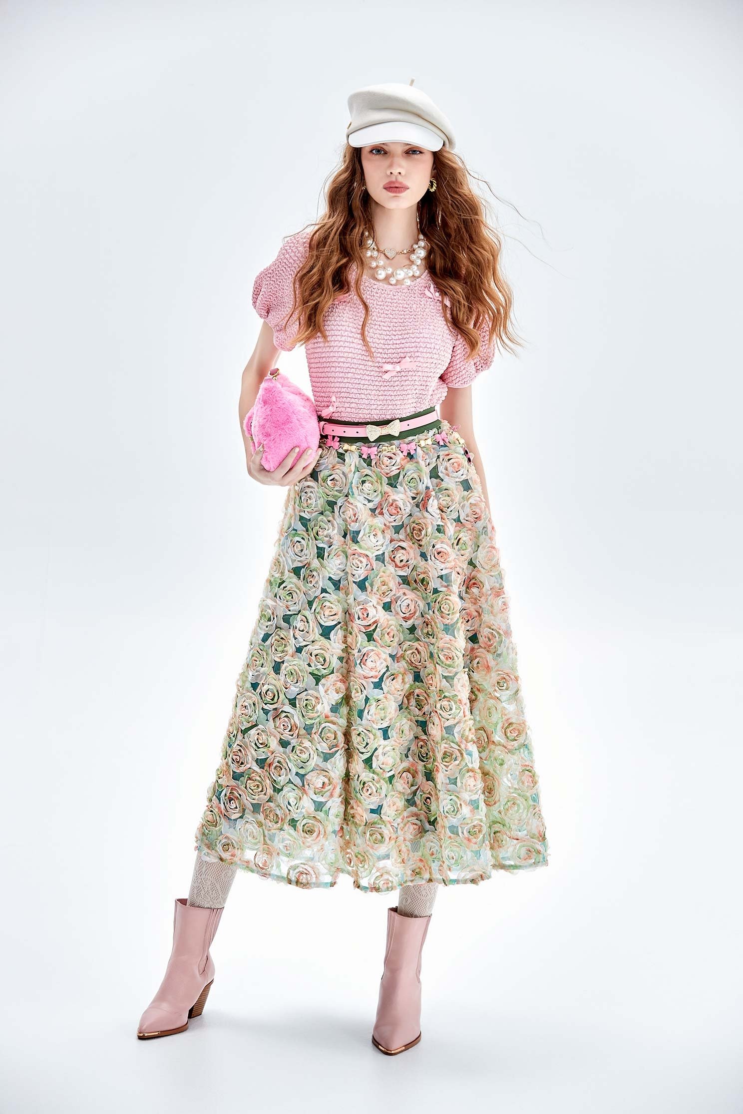 3-D Mesh Floral Maxi Skirt3-D Mesh Floral Maxi Skirt,Embroidered,Season (AW) Look,Mesh fabric,Midi skirts