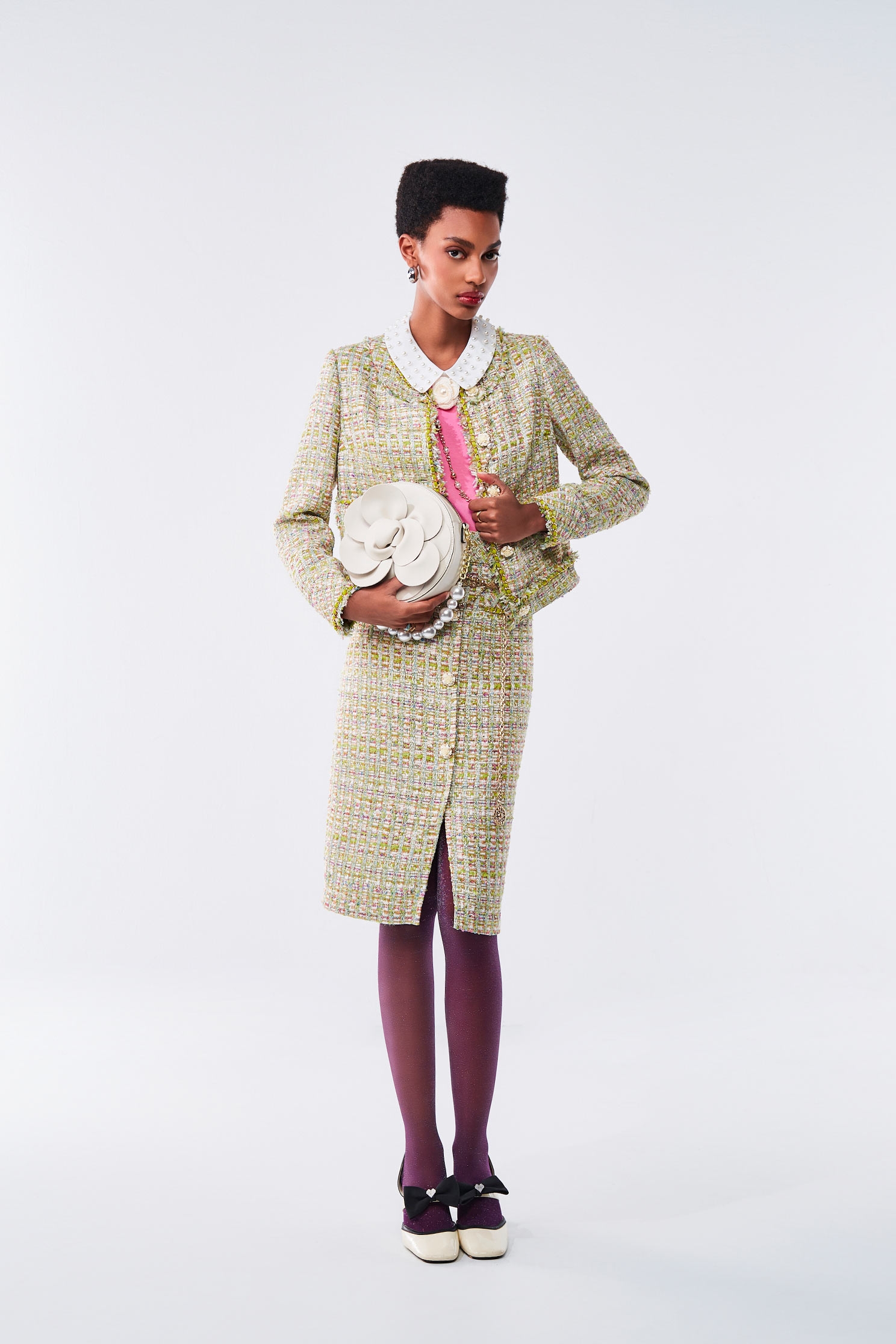 Front Slit Tweed Pencil SkirtFront Slit Tweed Pencil Skirt,Season (AW) Look,Pencil skirts,Midi skirts