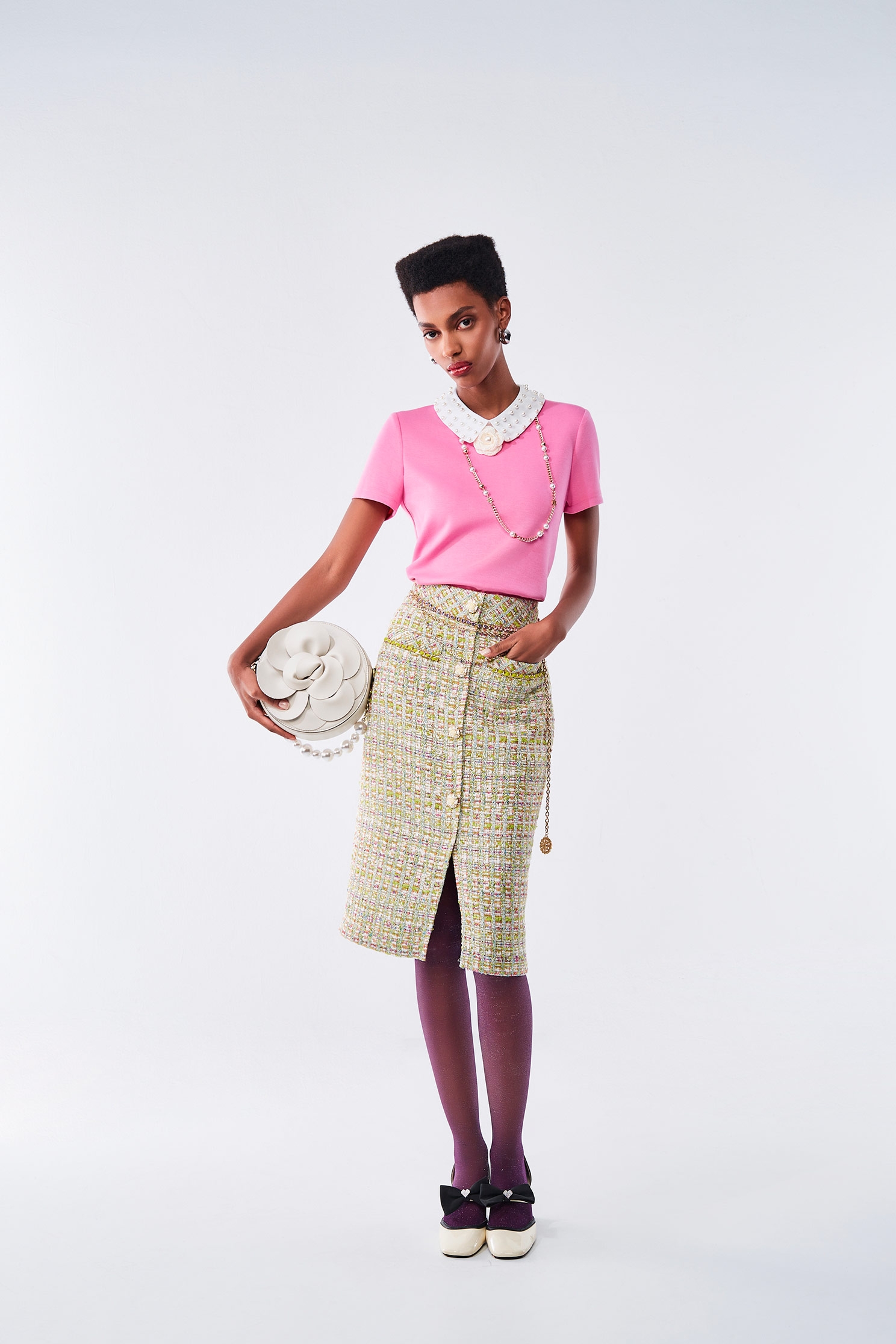 Front Slit Tweed Pencil SkirtFront Slit Tweed Pencil Skirt,Season (AW) Look,Pencil skirts,Midi skirts