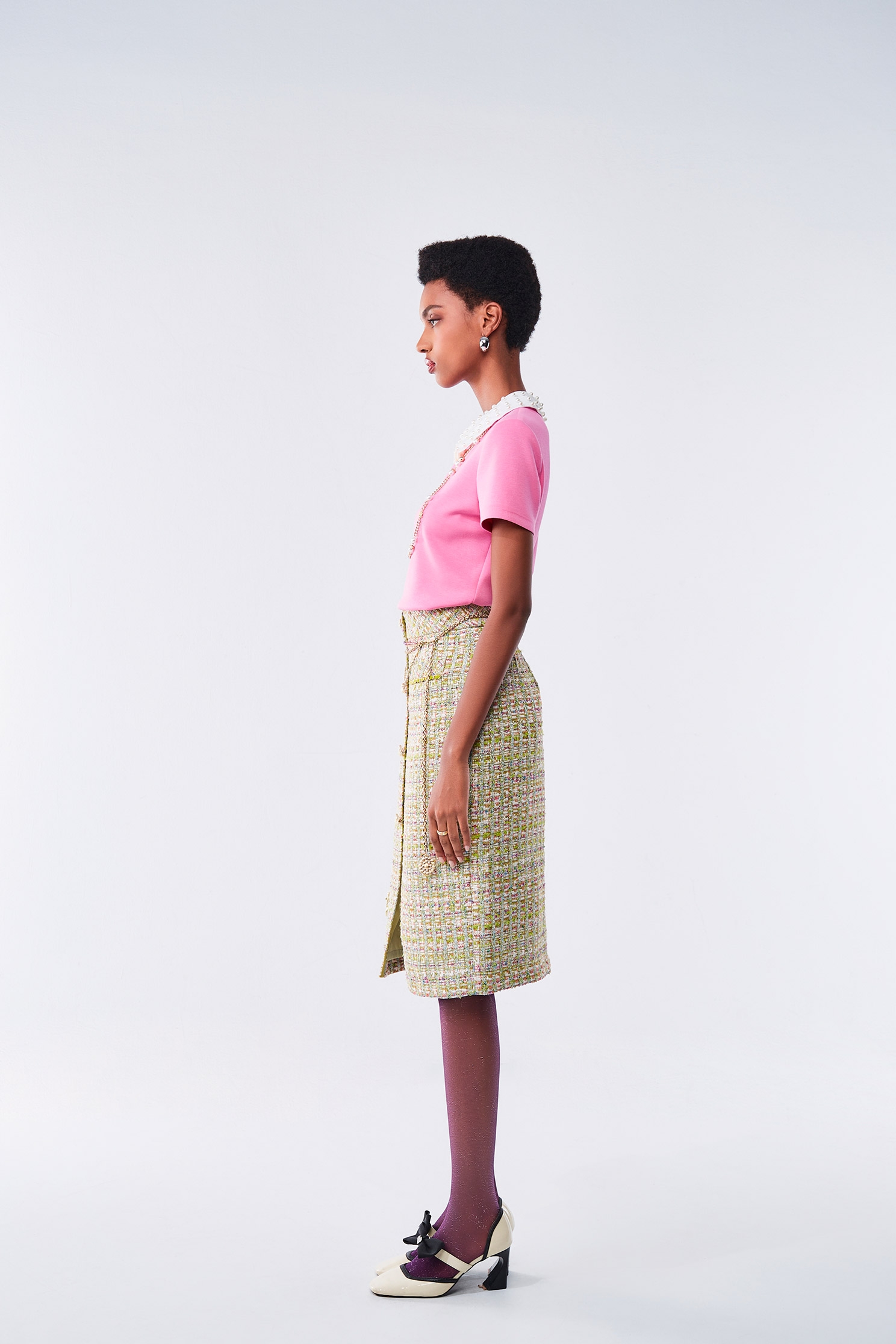 Front Slit Tweed Pencil SkirtFront Slit Tweed Pencil Skirt,Season (AW) Look,Pencil skirts,Midi skirts