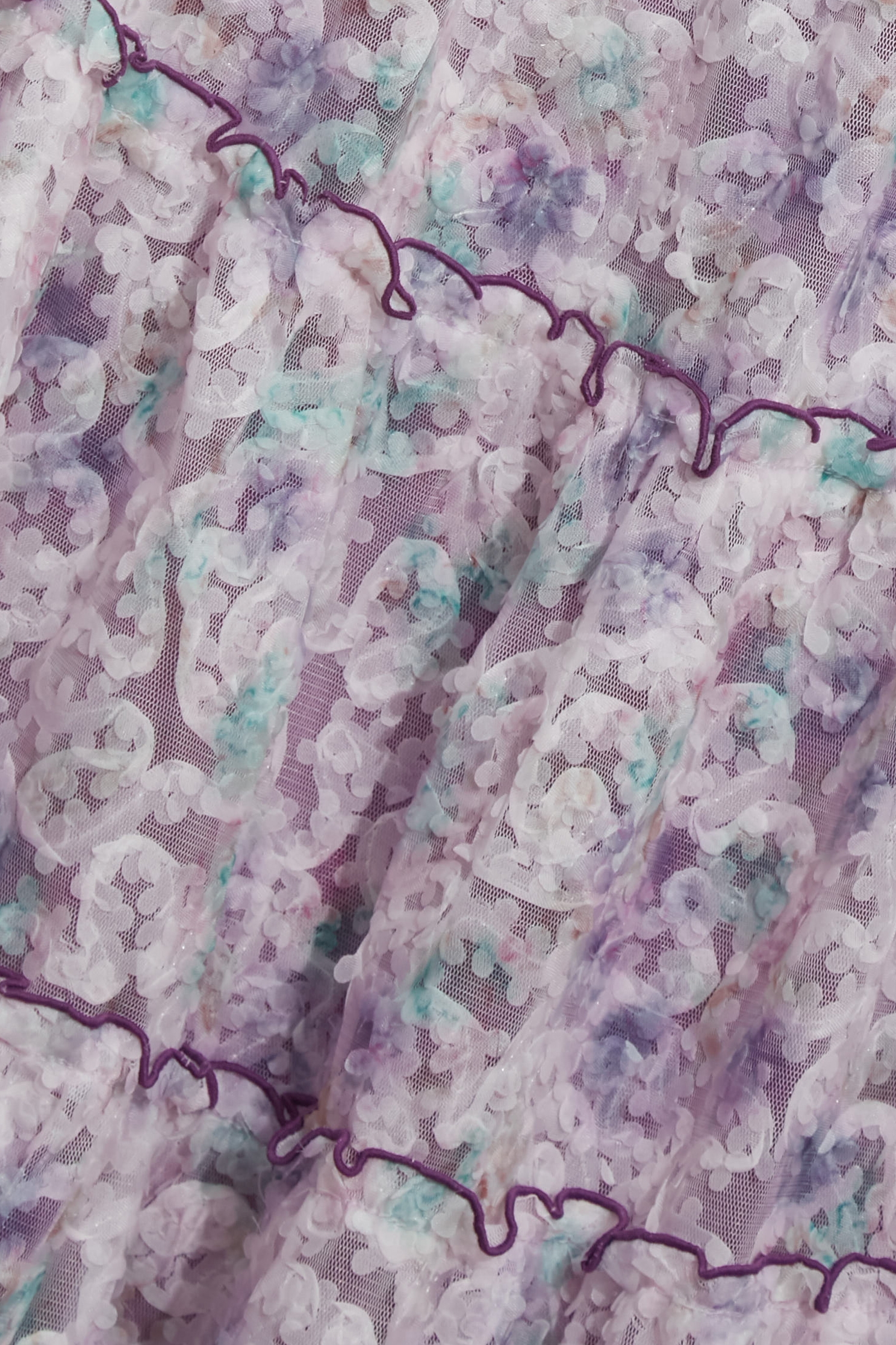 Gradient Lilac Organza Cloud Pattern Maxi SkirtGradient Lilac Organza Cloud Pattern Maxi Skirt,Embroidered,Season (AW) Look,Layered skirts,Midi skirts