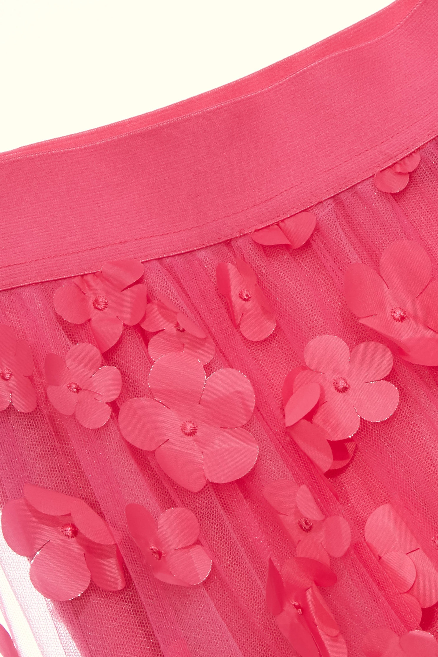 3-D Floral Detail Fushia Pink Skirt3-D Floral Detail Fushia Pink Skirt,Season (SS) Look,Mesh fabric,Tutu skirts,Midi skirts