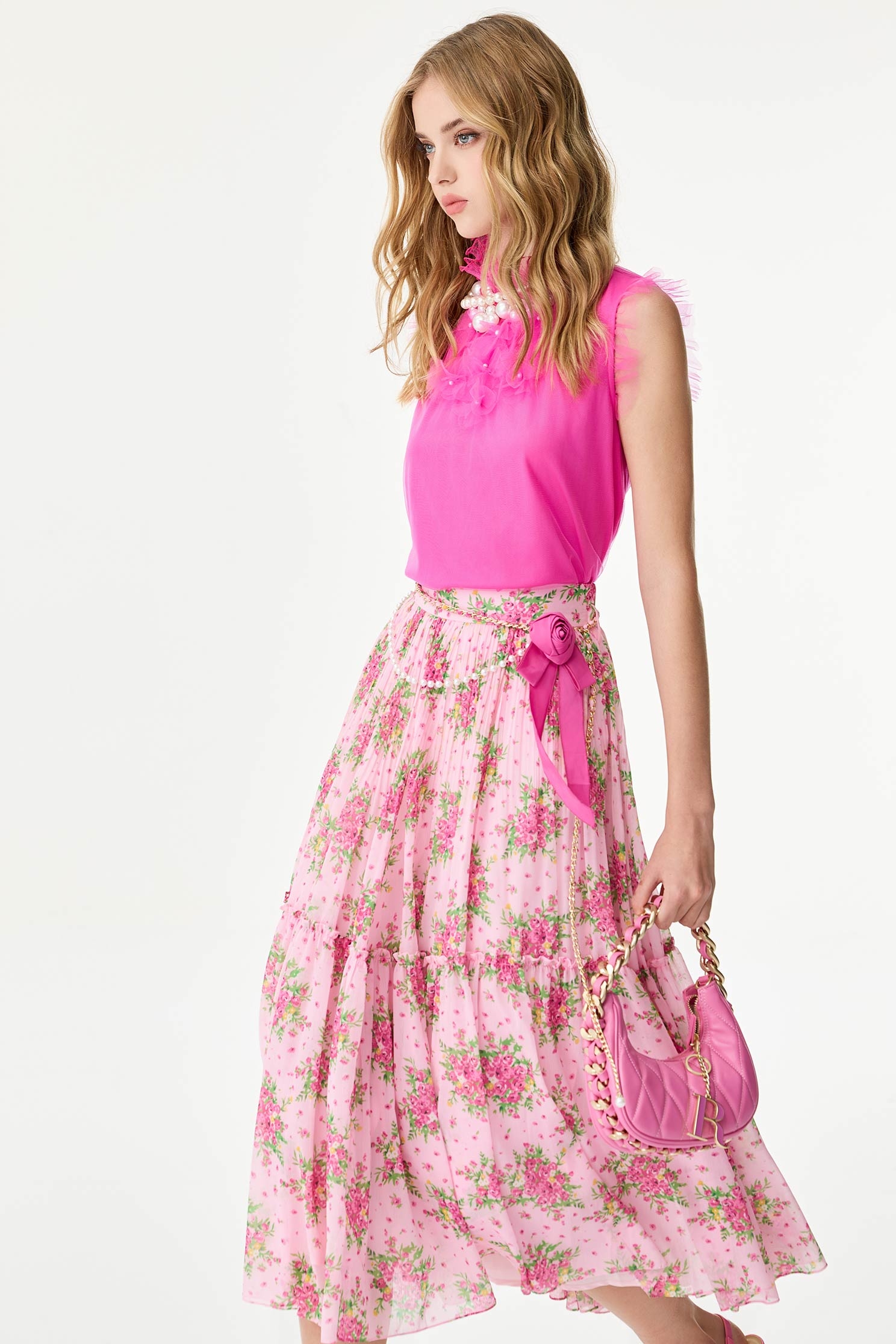 Floral Print Chiffon Tiered SkirtFloral Print Chiffon Tiered Skirt,Tops,Season (SS) Look,Layered skirts,Midi skirts,Chiffon