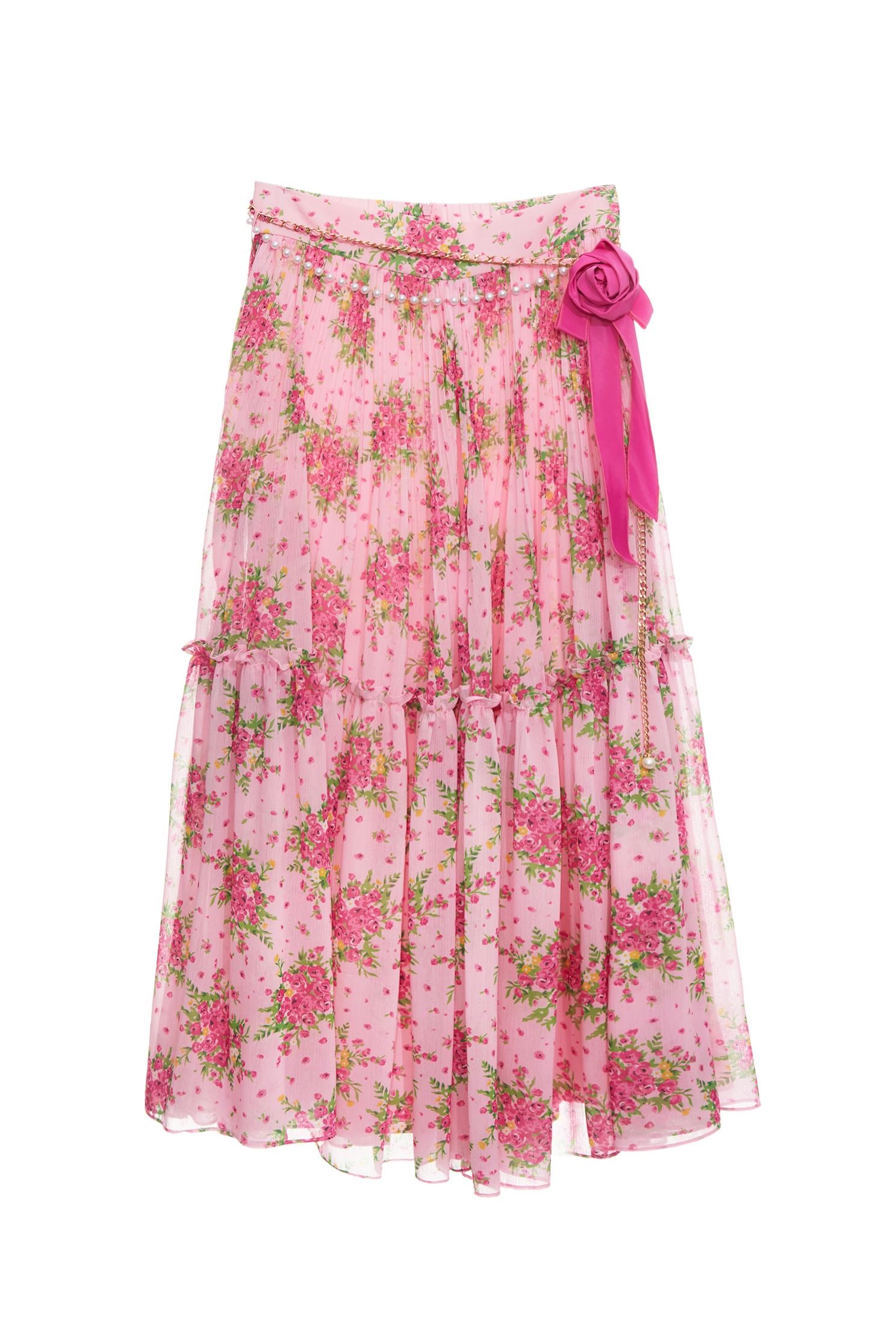 Floral Print Chiffon Tiered SkirtFloral Print Chiffon Tiered Skirt,Tops,Season (SS) Look,Layered skirts,Midi skirts,Chiffon