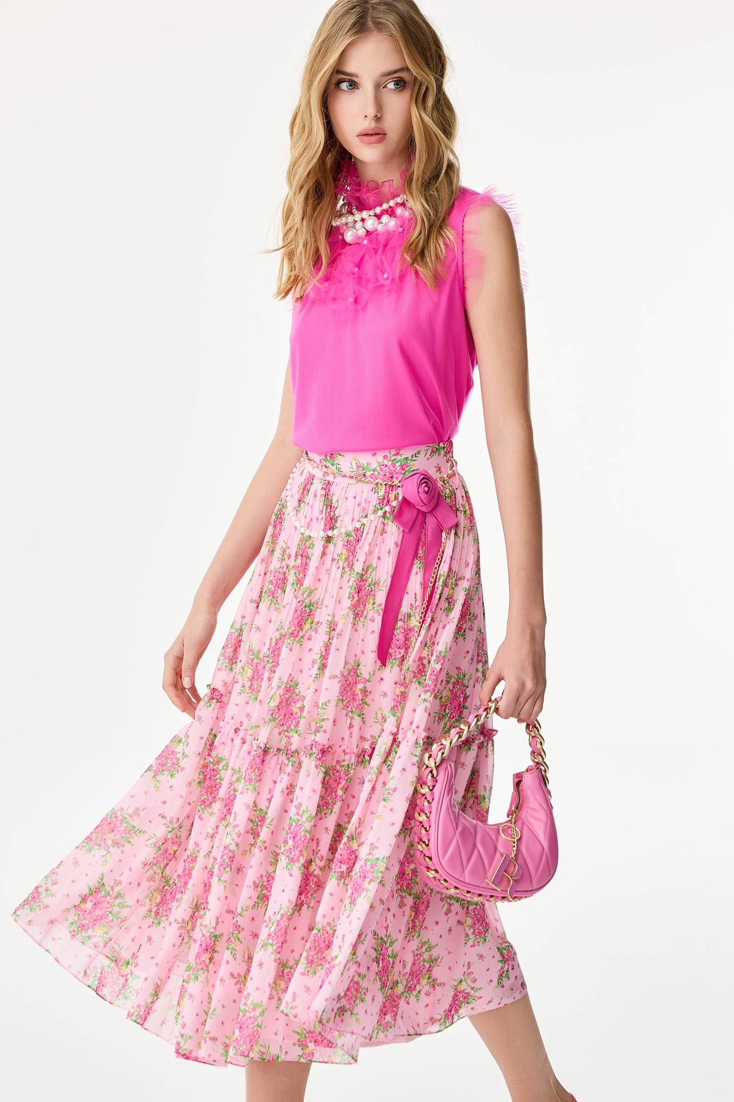 Floral Print Chiffon Tiered SkirtFloral Print Chiffon Tiered Skirt,Tops,Season (SS) Look,Layered skirts,Midi skirts,Chiffon