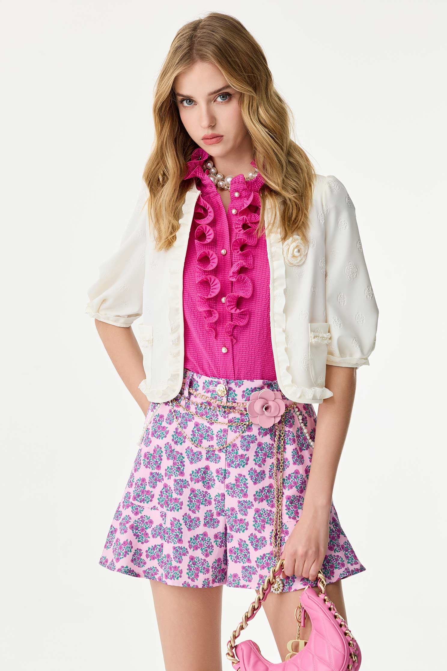 Floral Print Heart Pattern ShortsFloral Print Heart Pattern Shorts,Tops,Season (SS) Look,pearl,Shorts,Skorts