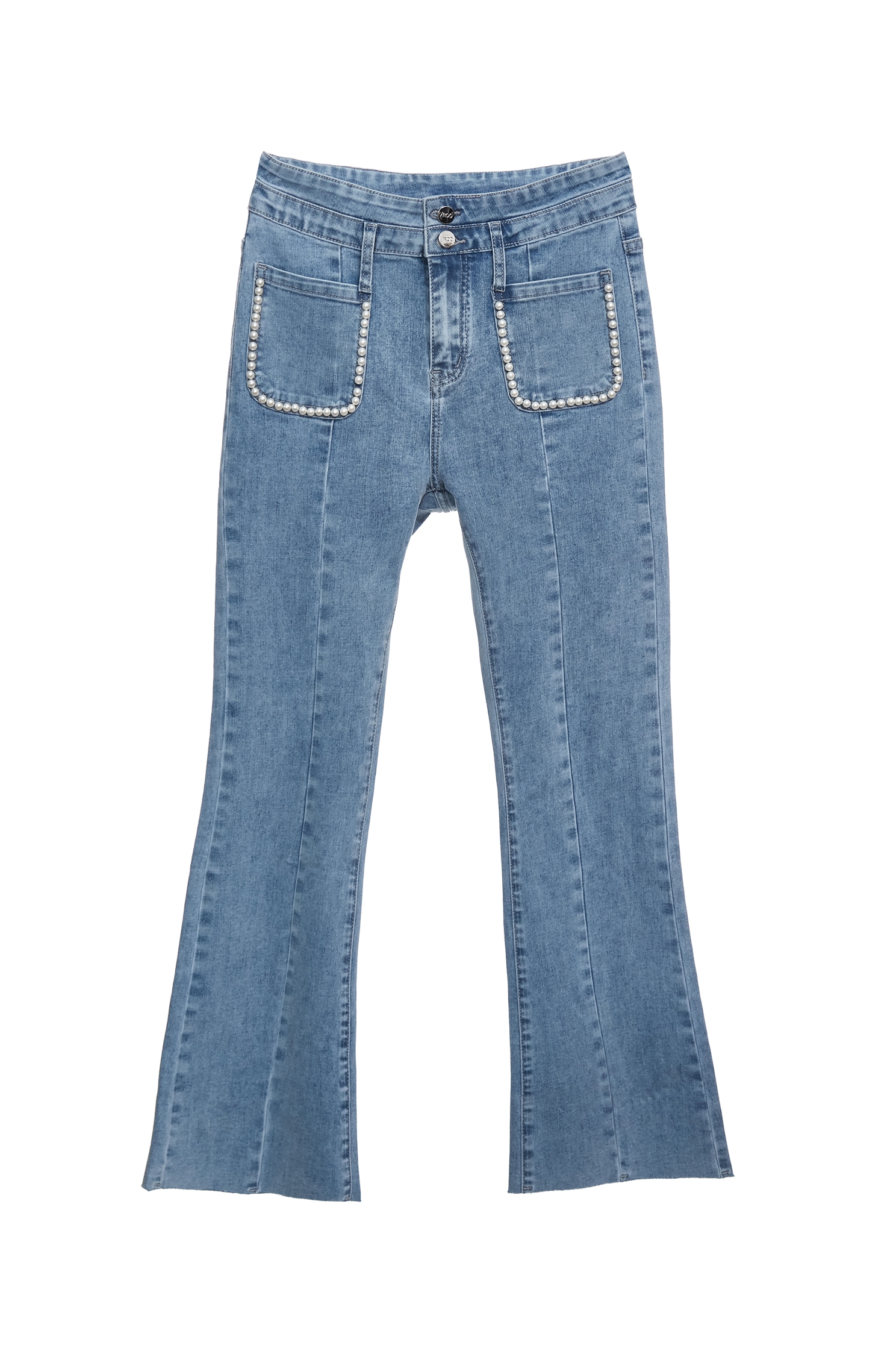 Front Slit Fitted JeansFront Slit Fitted Jeans,Bell-bottoms,Season (SS) Look,Denim,Jeans,pearl,Bell-bottoms