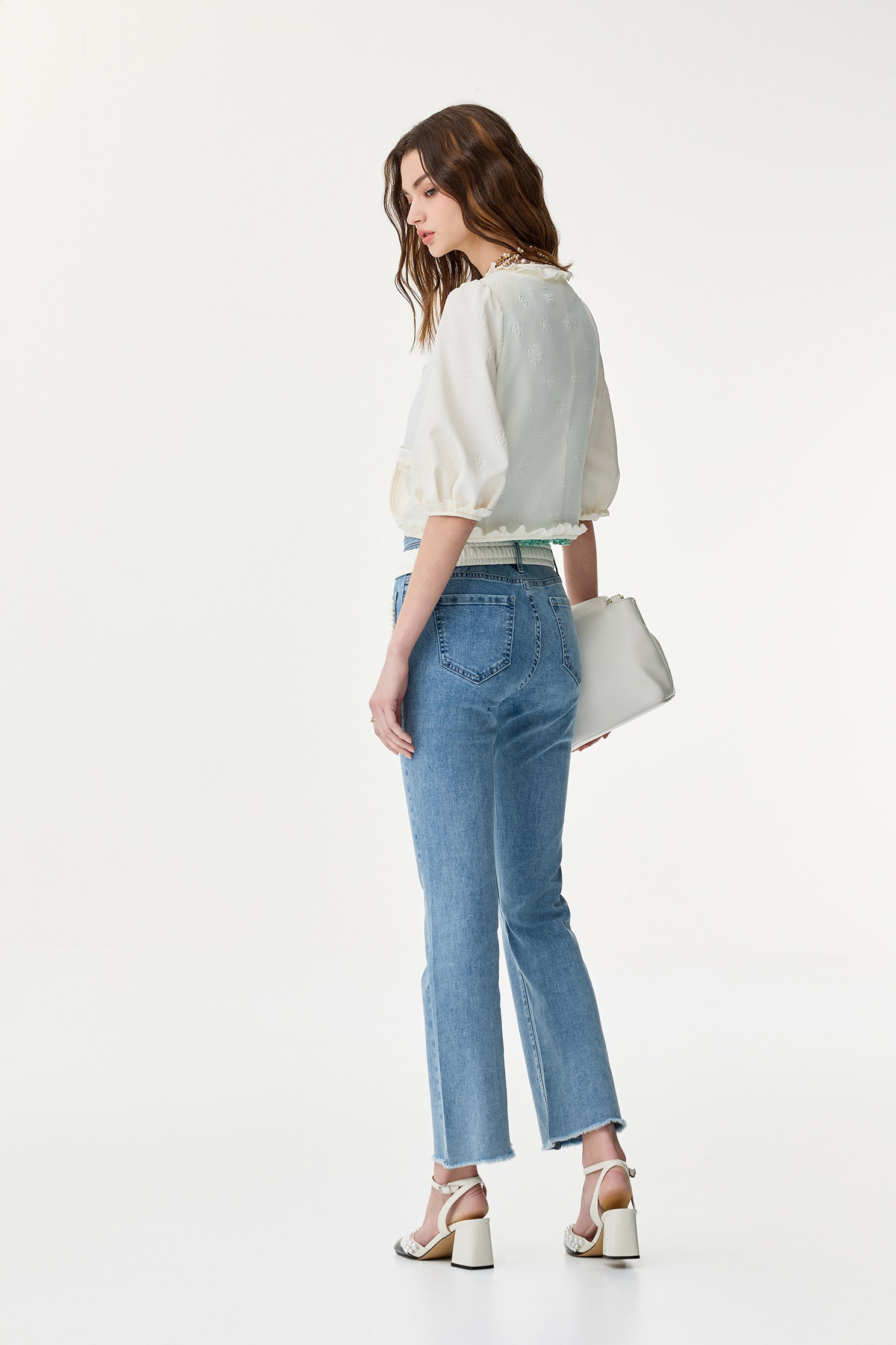 Front Slit Fitted JeansFront Slit Fitted Jeans,Bell-bottoms,Season (SS) Look,Denim,Jeans,pearl,Bell-bottoms