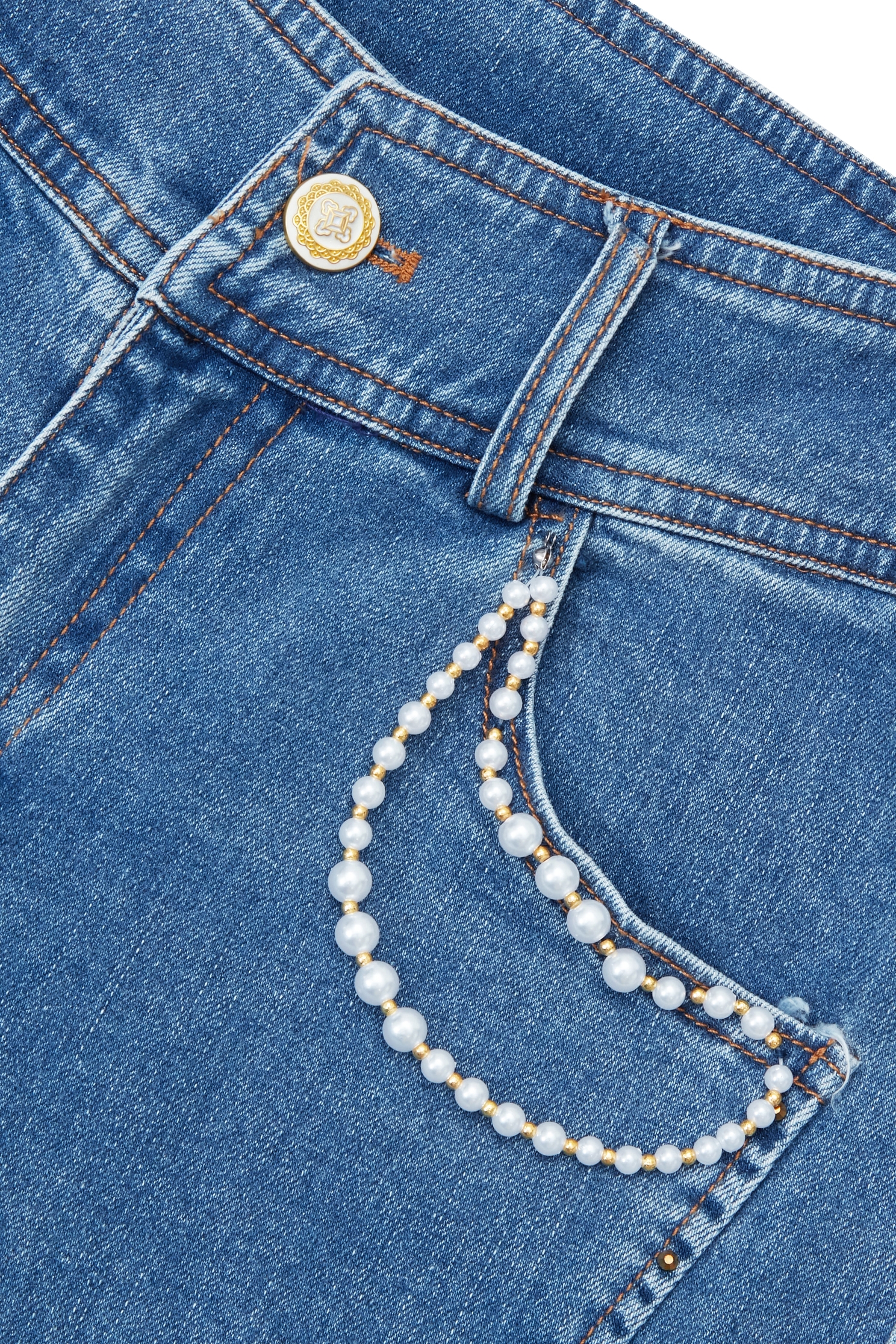Pearl Detail Wide Leg JeansPearl Detail Wide Leg Jeans,Bell-bottoms,Season (SS) Look,Denim,Jeans,pearl,pants
