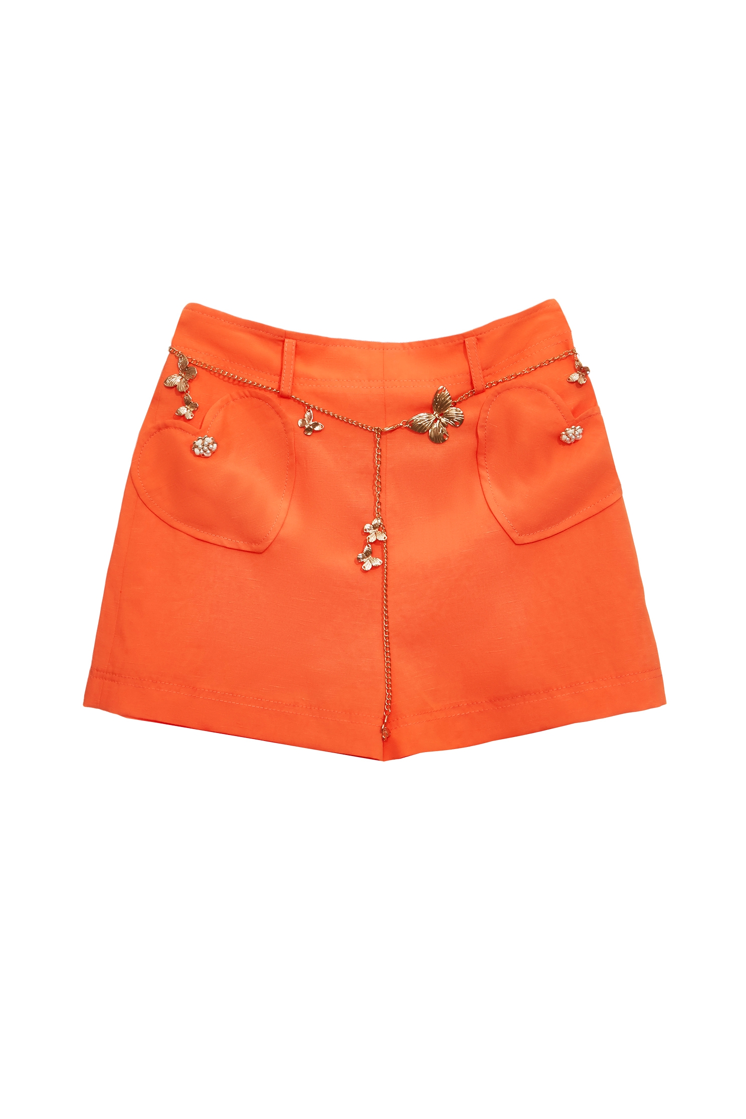 Heart Pocket Detail Linen ShortsHeart Pocket Detail Linen Shorts,Season (SS) Look,Shorts,pants