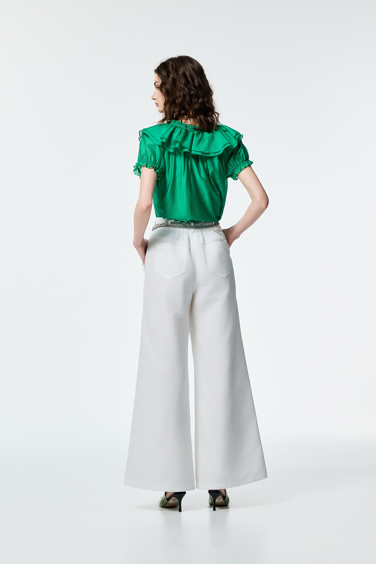 Wide Leg Pants With Butterfly Chain BeltWide Leg Pants With Butterfly Chain Belt,Office Looks,Culottes,Season (SS) Look,City Feminine,Culottes