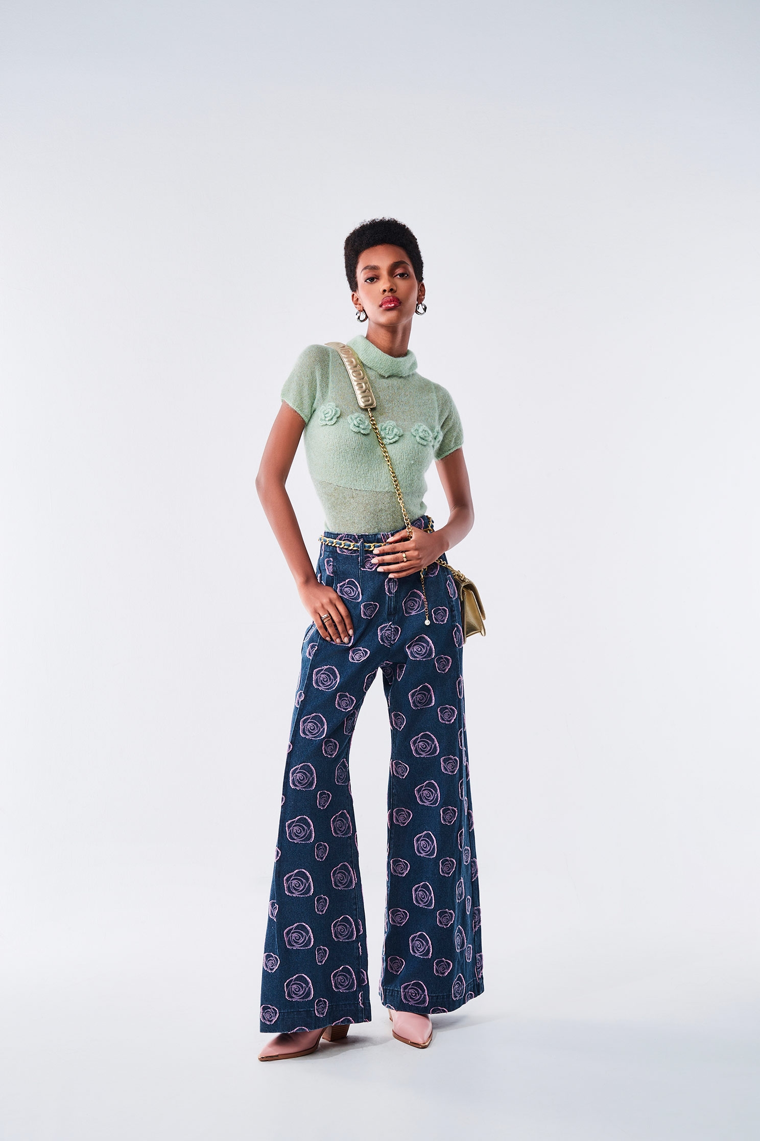 Rose Graphic Wide Leg JeansRose Graphic Wide Leg Jeans,Culottes,Denim,Season (AW) Look,Wide-leg jeans