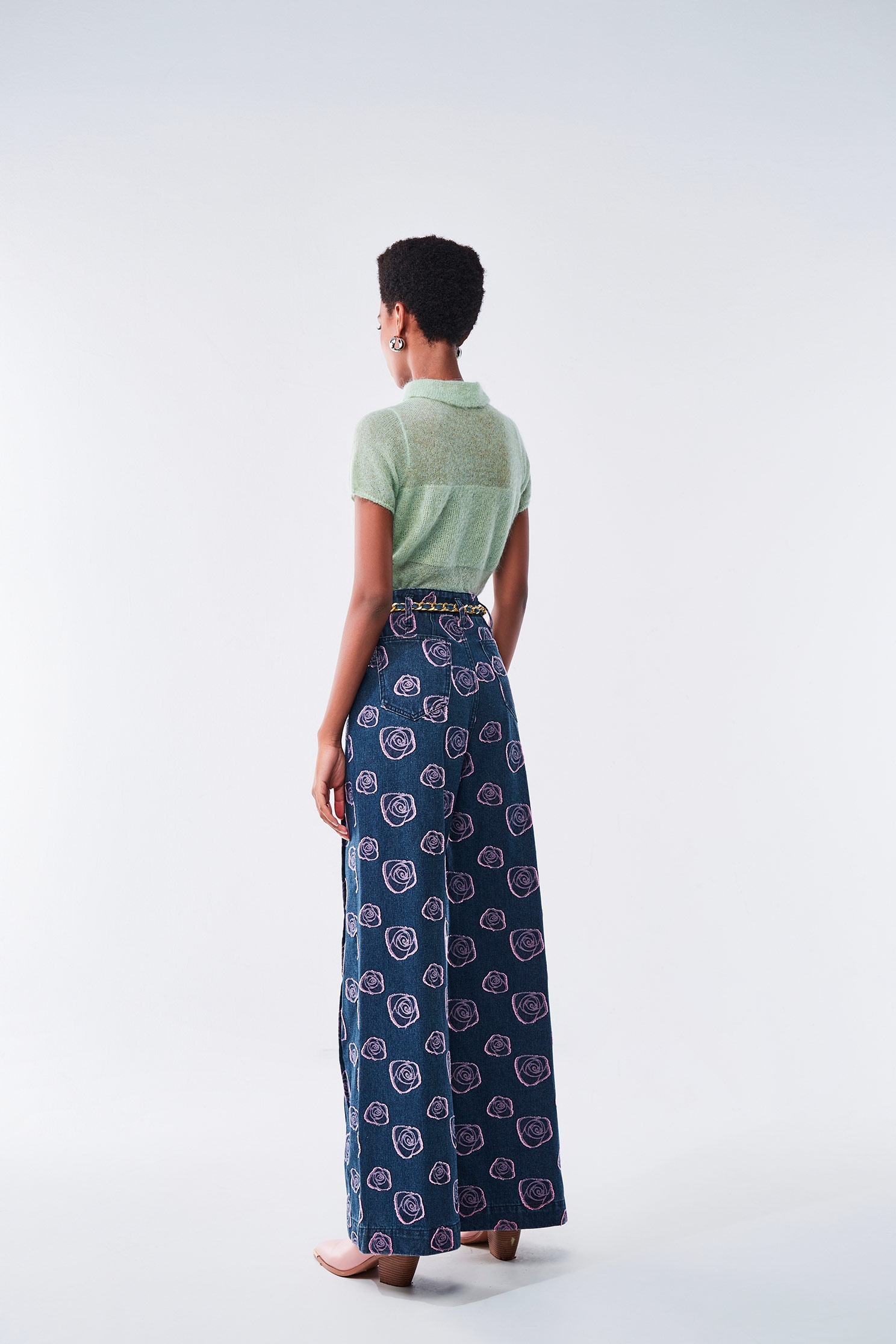 Rose Graphic Wide Leg JeansRose Graphic Wide Leg Jeans,Culottes,Denim,Season (AW) Look,Wide-leg jeans