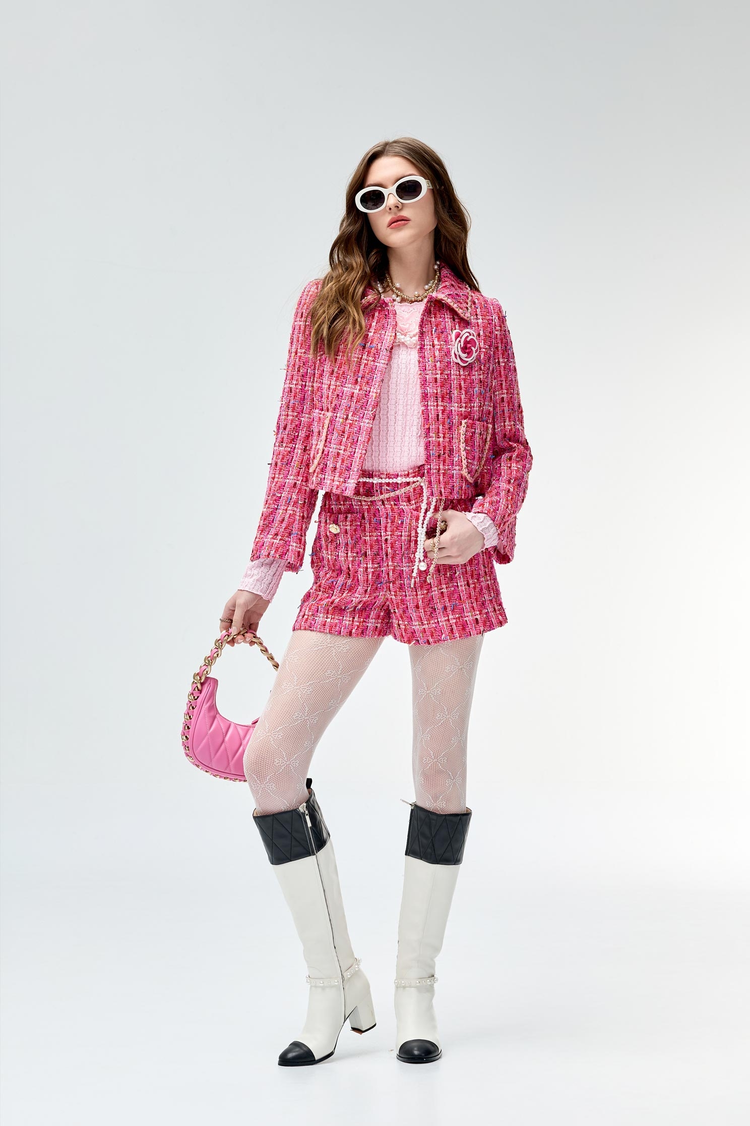 Deep Pink Tweed ShortsDeep Pink Tweed Shorts,Season (SS) Look,Shorts